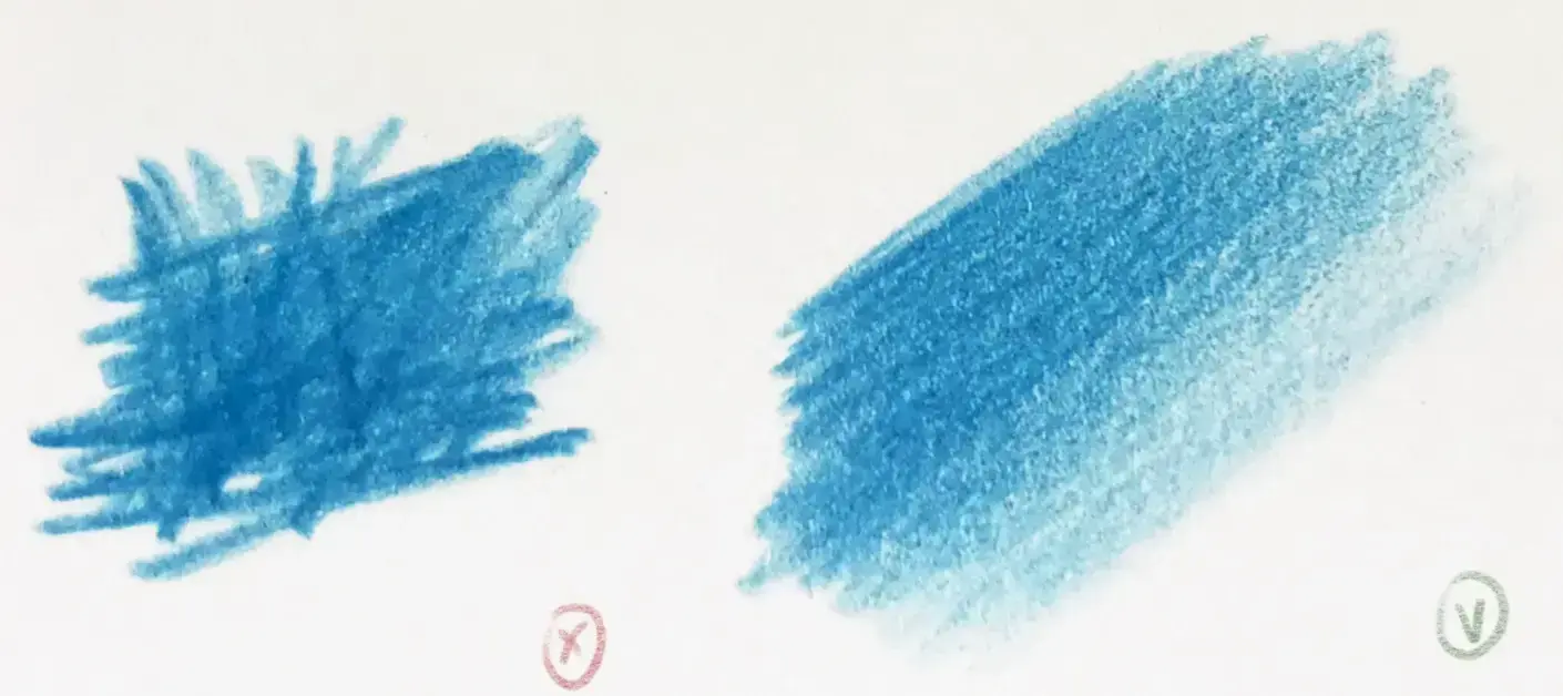 colorier dans un sens pour faire un dessin réaliste aux crayons de couleur