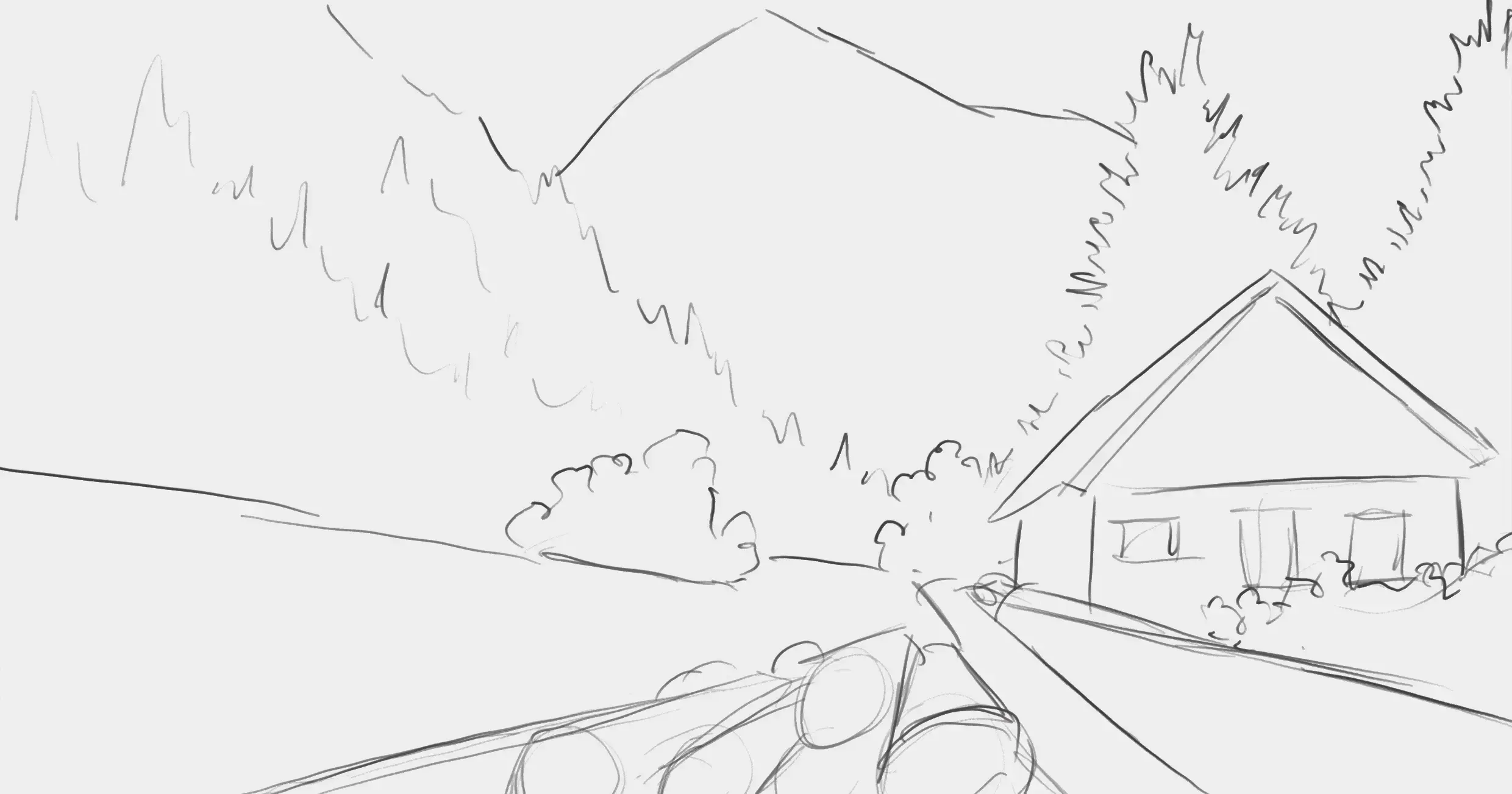 dessiner la base d’un paysage réalisé sur le vif