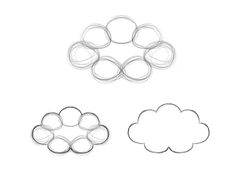 Dessin d'un nuage kawaii facile, étape 1