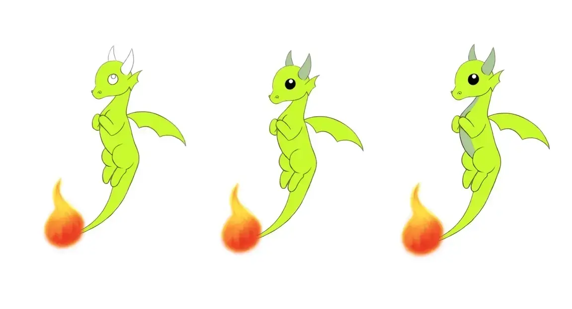 Dessin facile d'un dragon avec couleur