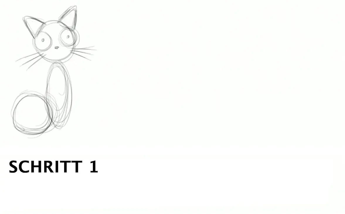 Einen schwarzen Katze einfach zeichnen, Schritt 2