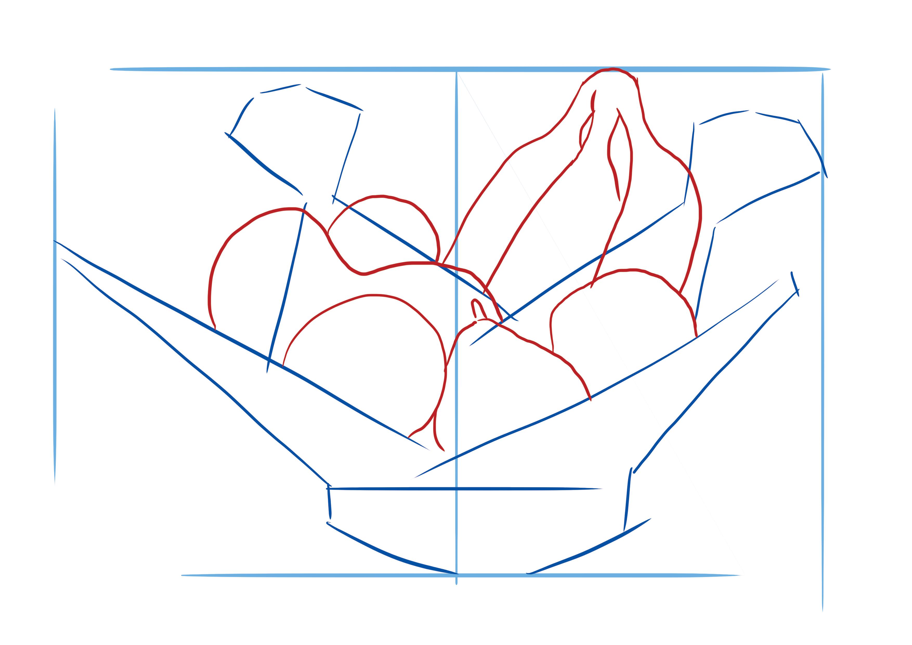 observational sketch of a fruit basket