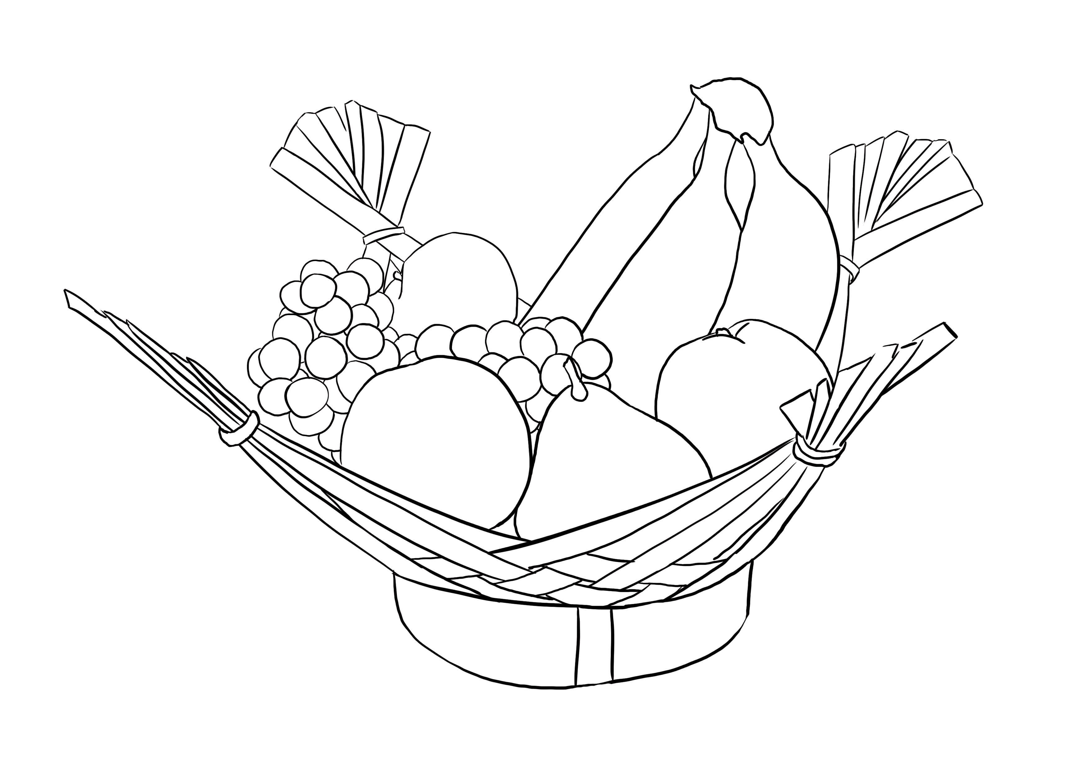 still life drawing of a fruit basket