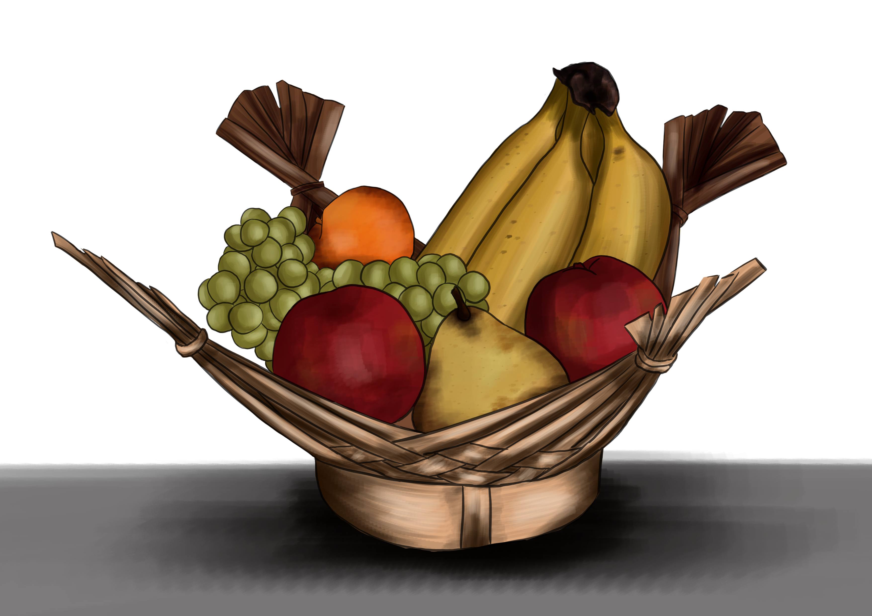 observational drawing of a fruit basket