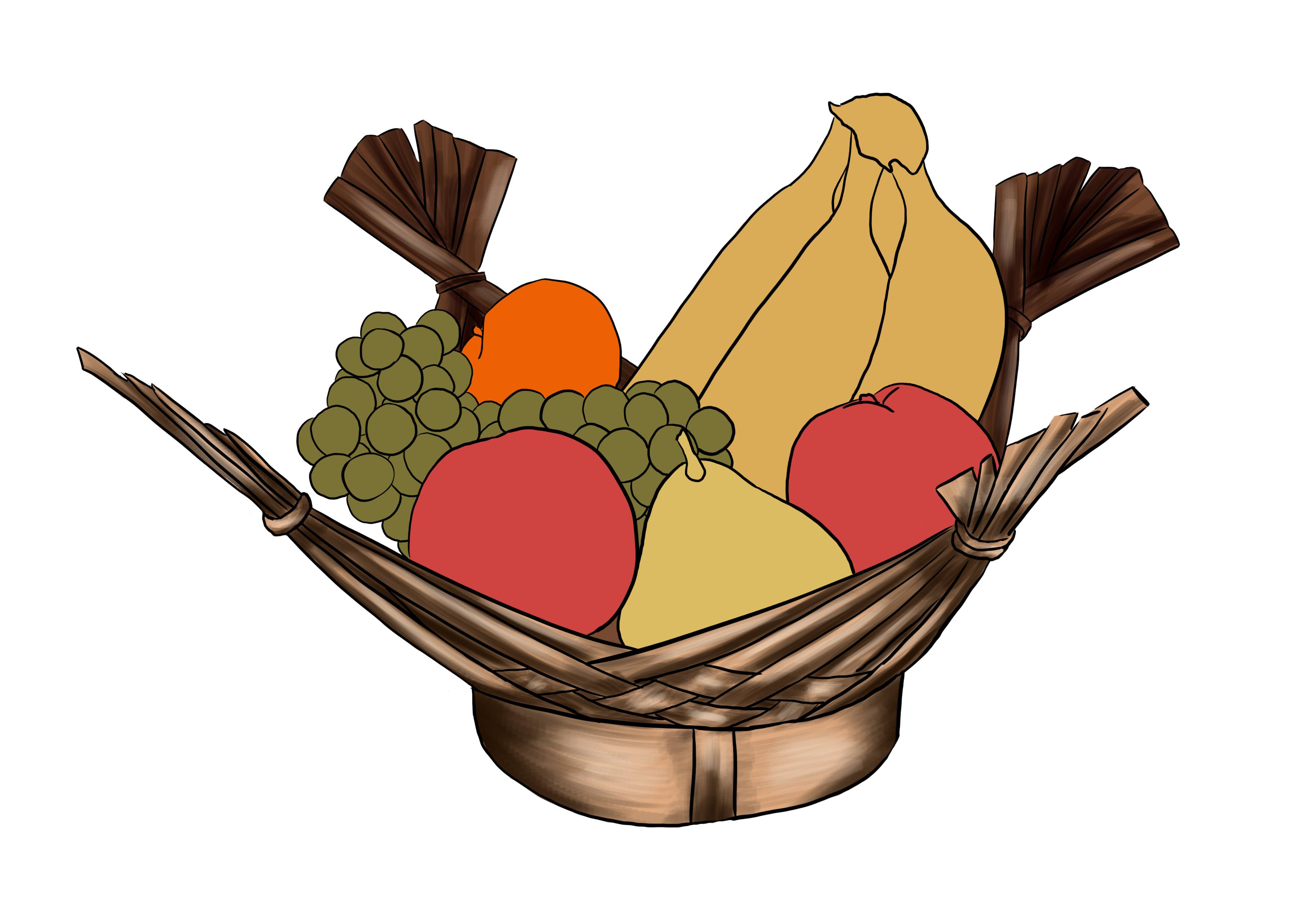 observational drawing of a fruit basket with shadows 2