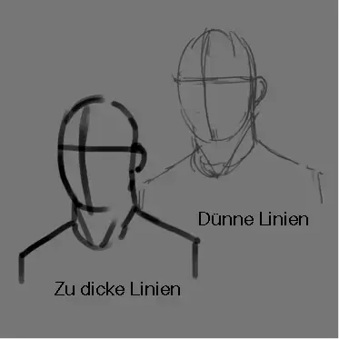 Illustration von Strichen zum Zeichnen auf einem Tablet