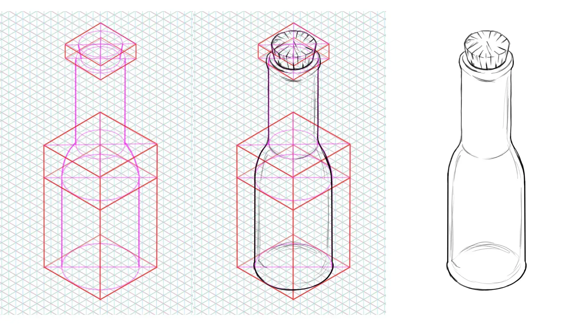 dessiner facilement un bocal en verre en perspective