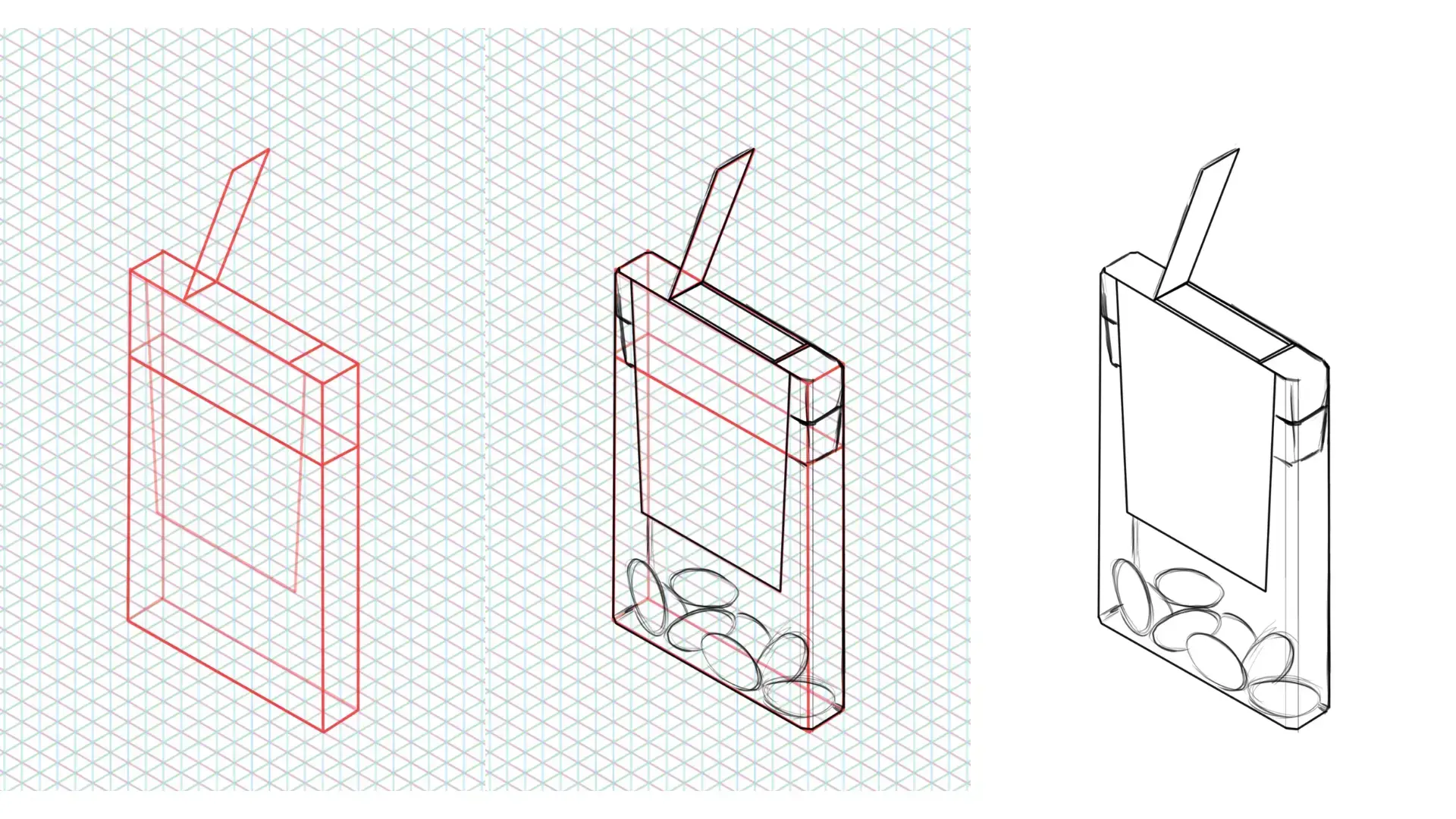 dessiner facilement une boite de bonbons en perspective