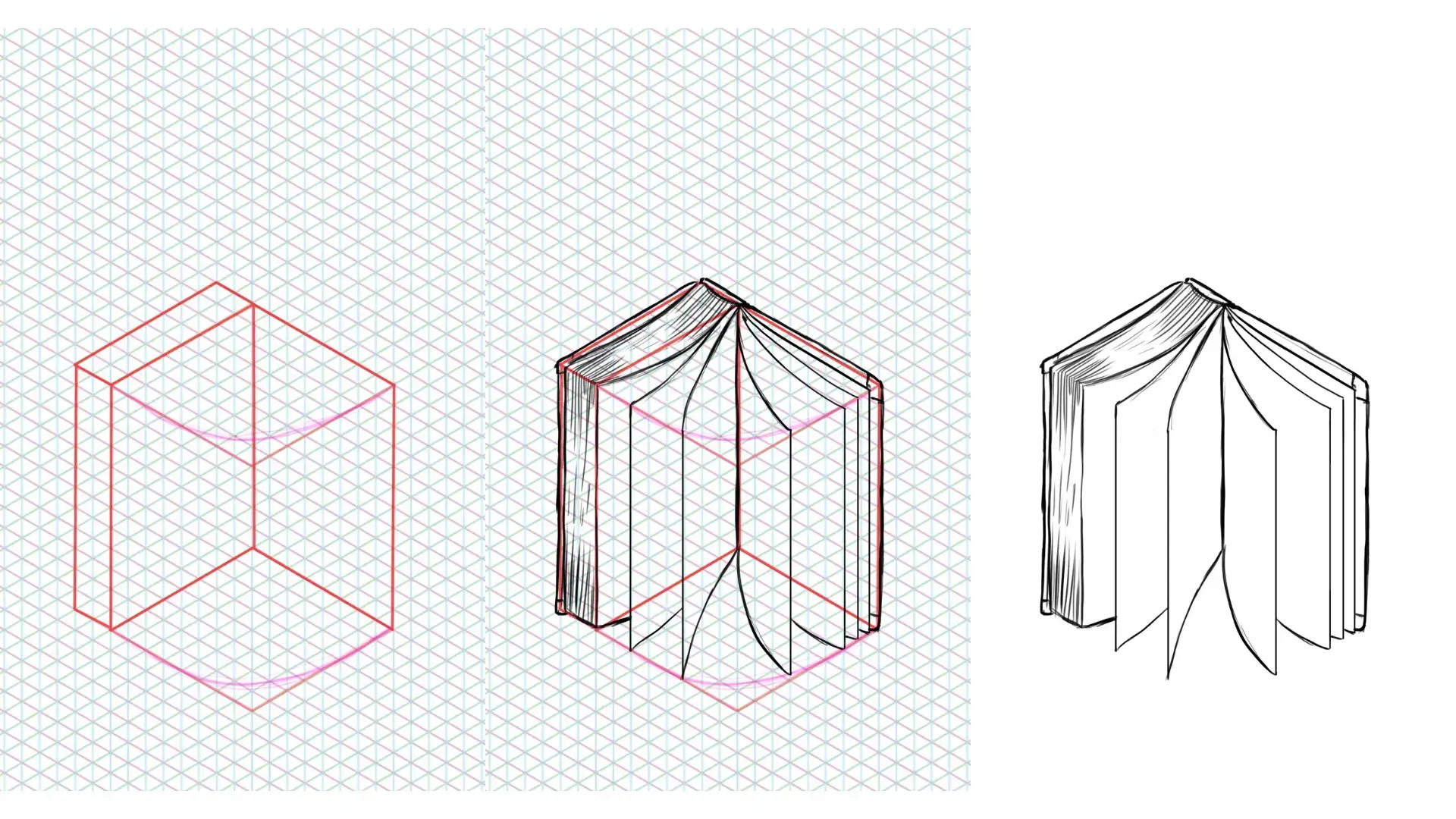 dessiner facilement un livre ouvert en perspective