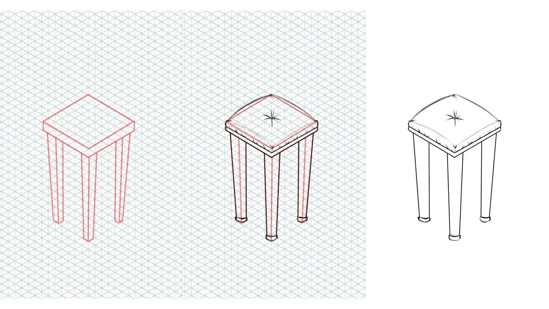 dessiner facilement un tabouret en perspective