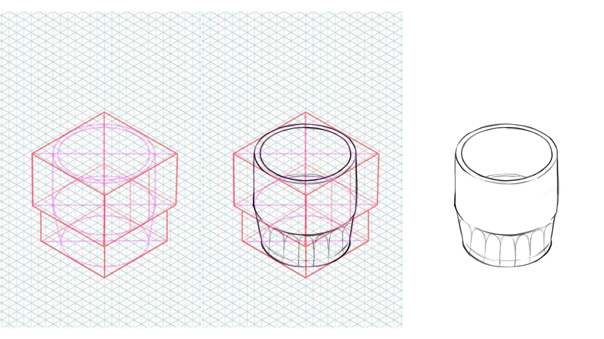 dessiner facilement une tasse en terre cuite en perspective