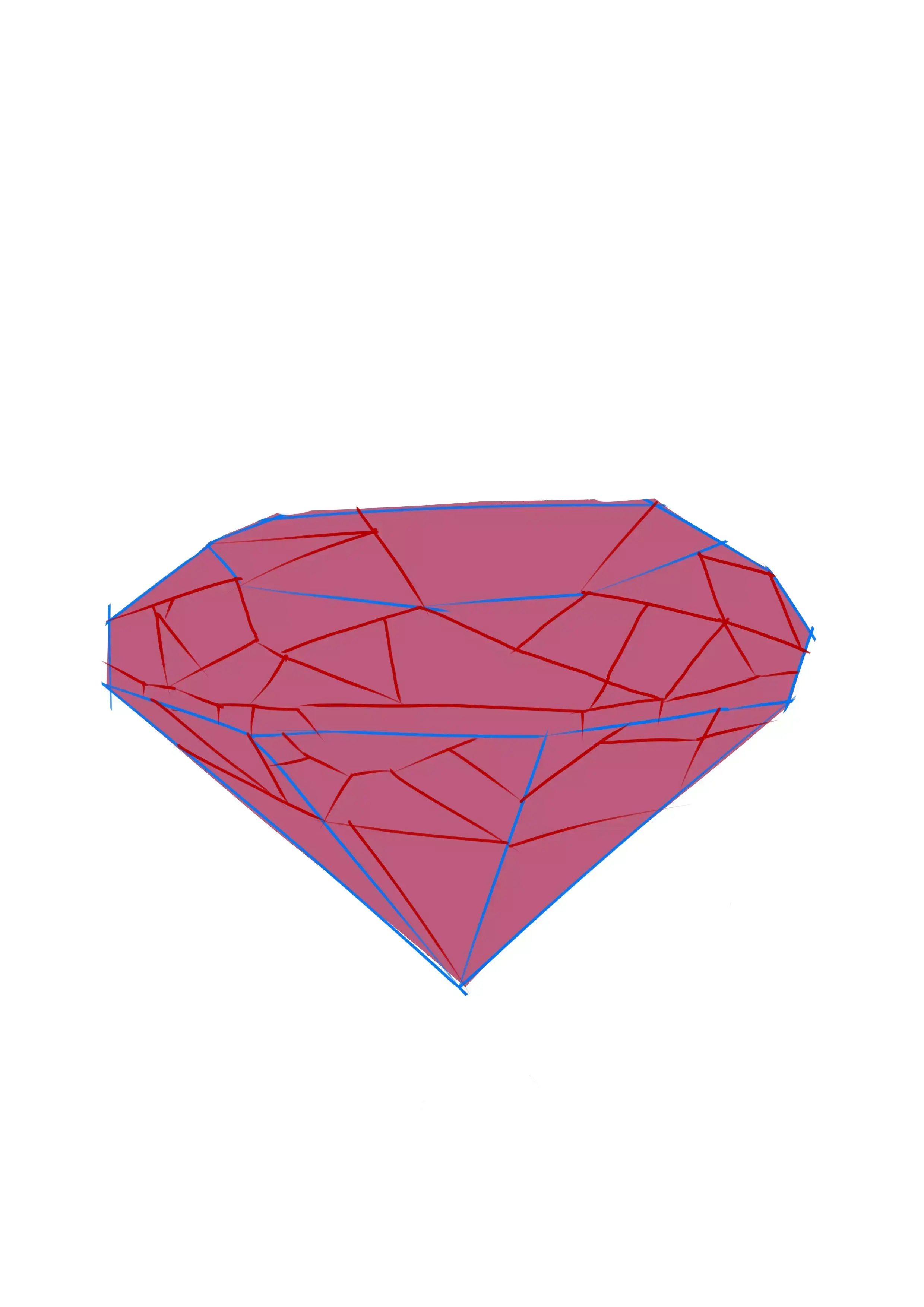 dibujo en color de un diamante rosa
