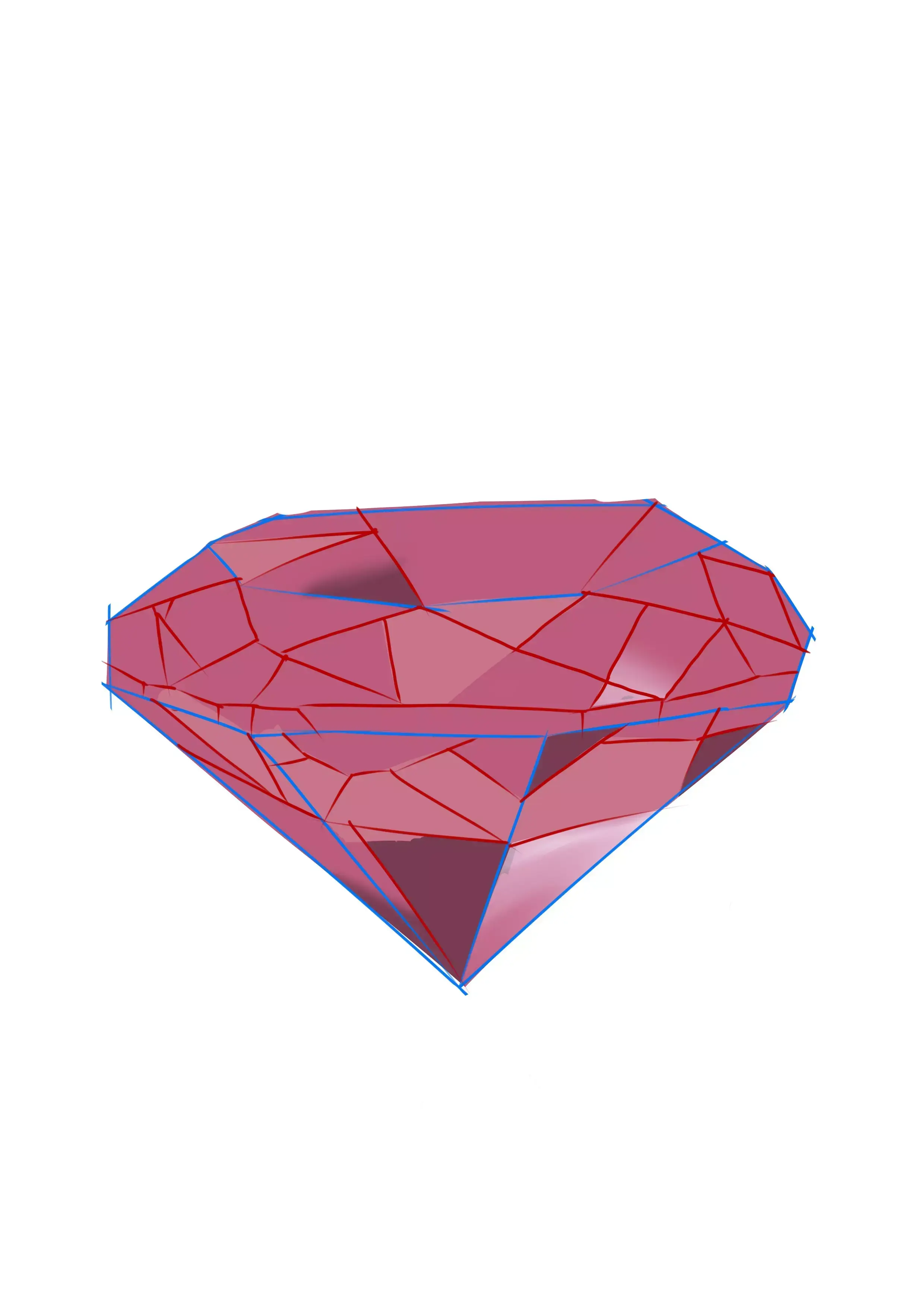 dibujo en color de las zonas claras de un diamante