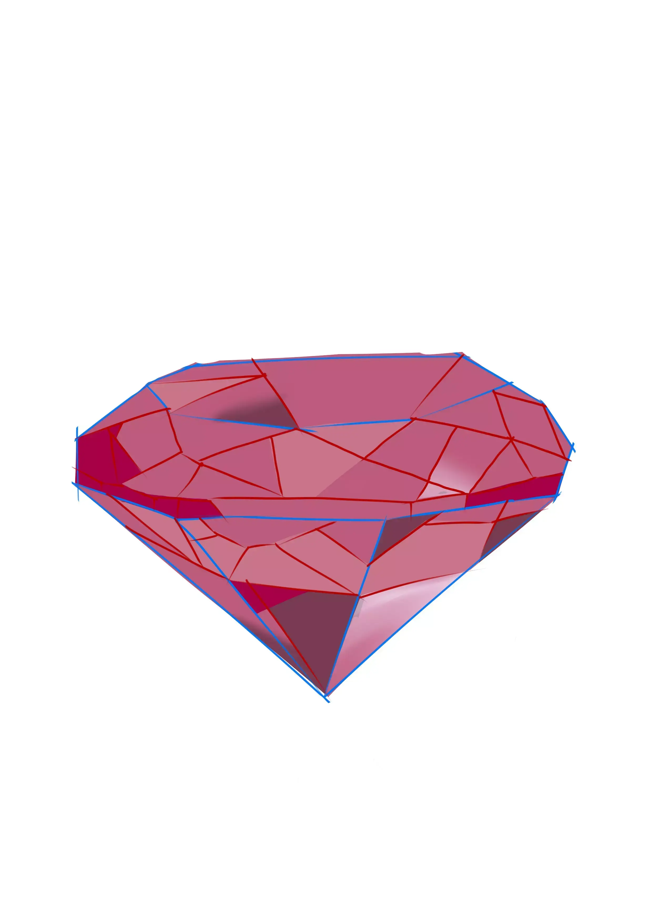 dibujo de los matices de color de un diamante