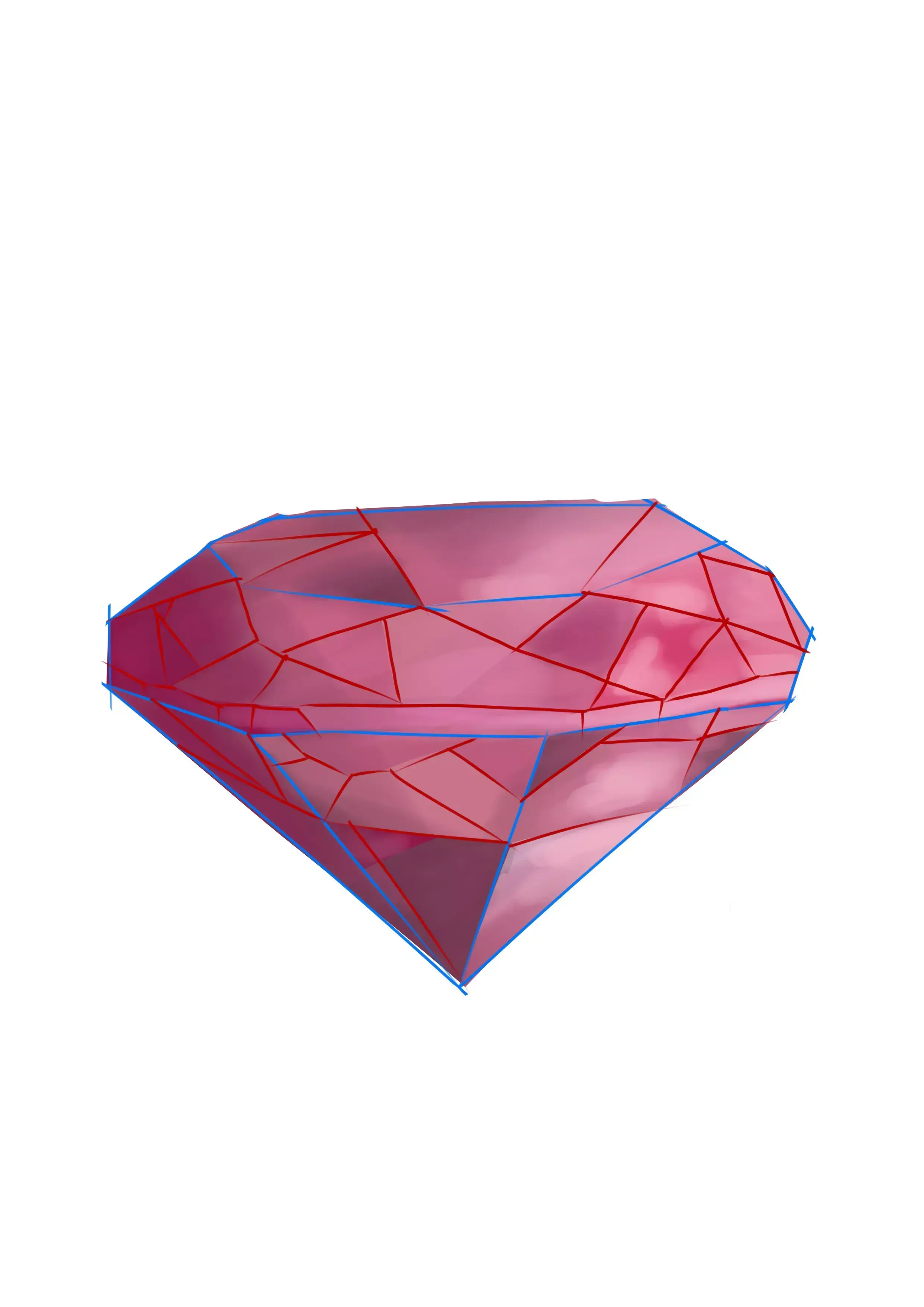 dibujo de las áreas más saturadas en color de un diamante