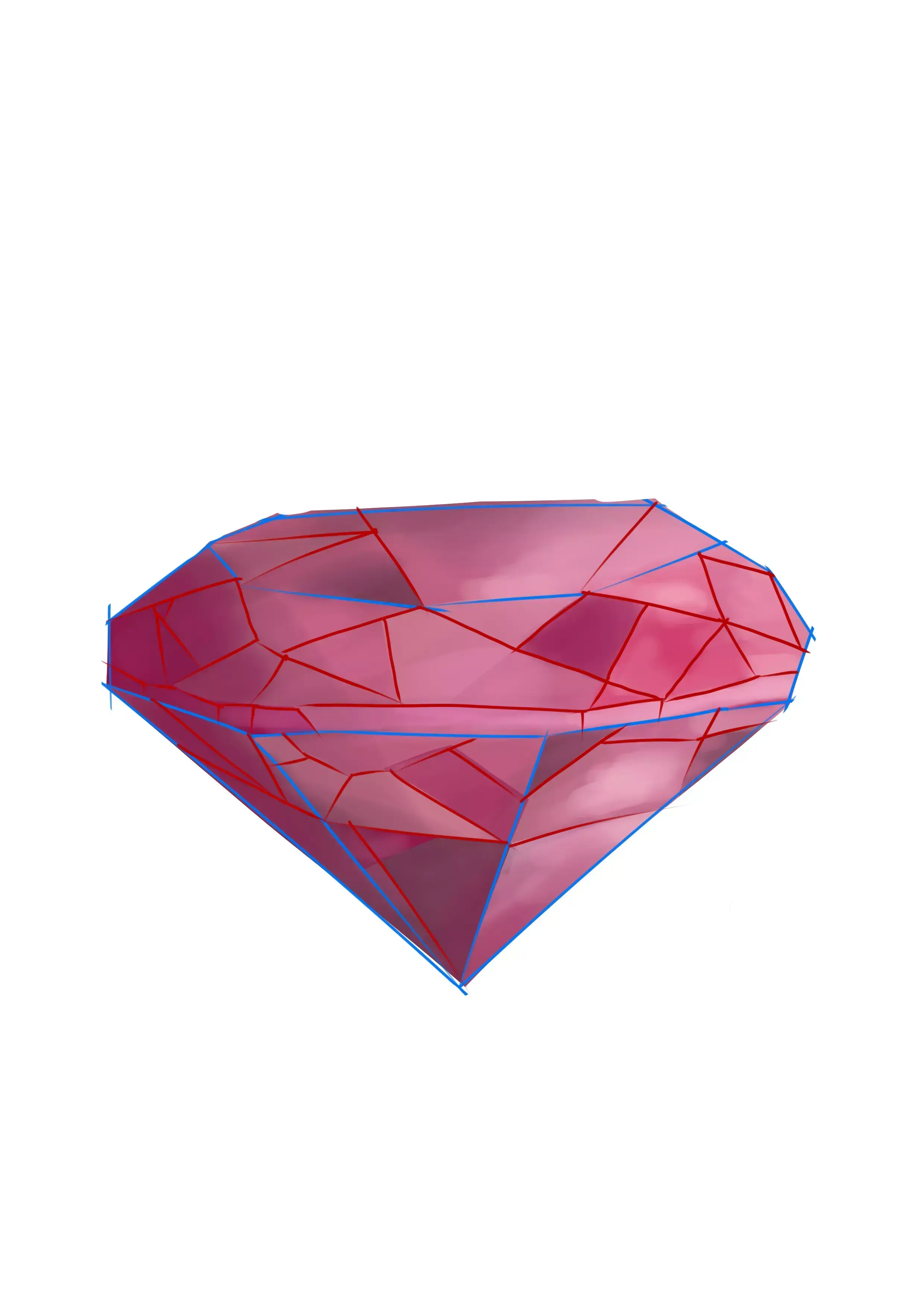 dibujo en color de los diferentes tonos de un diamante