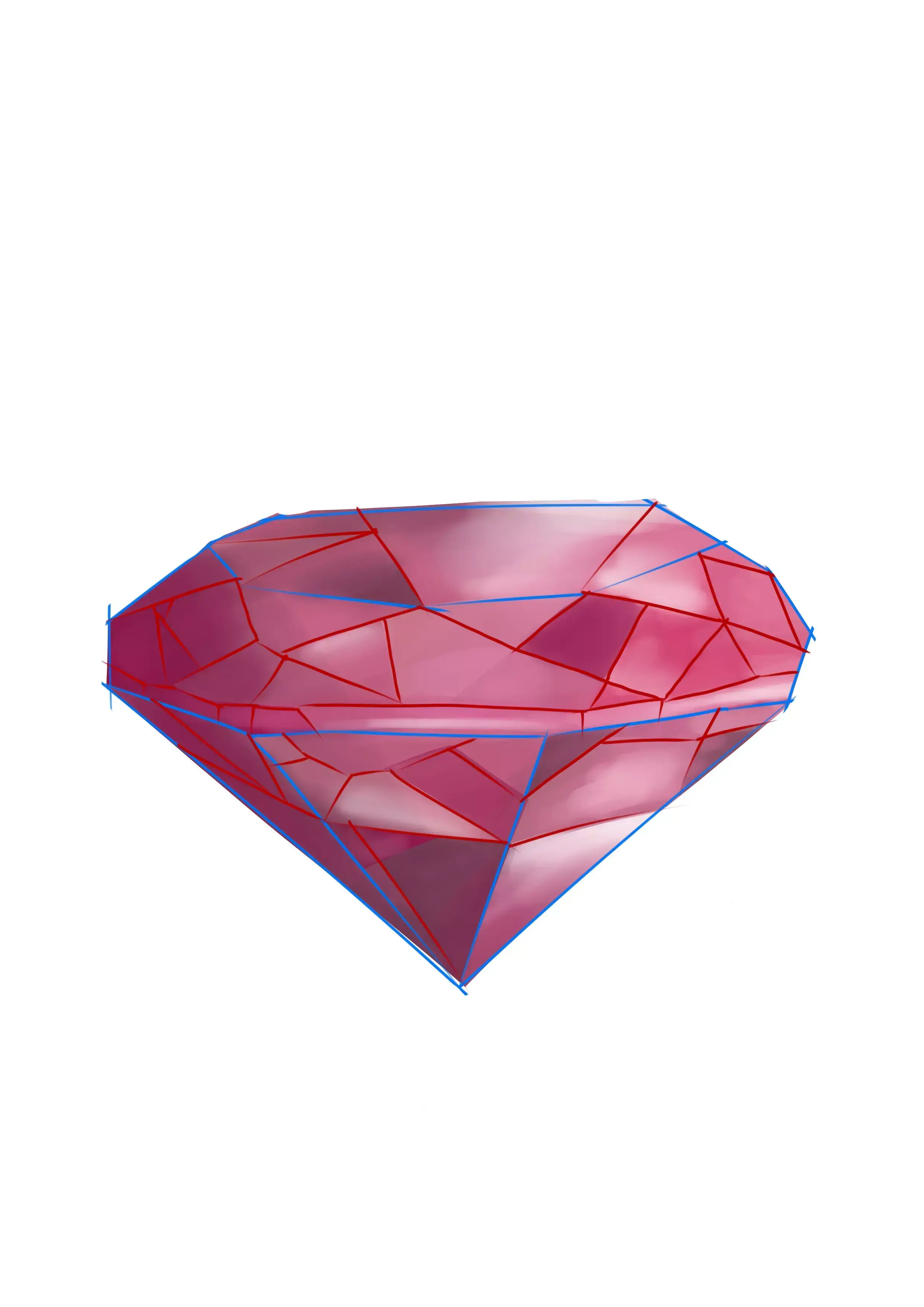 dibujo de las difuminaciones en color de un diamante