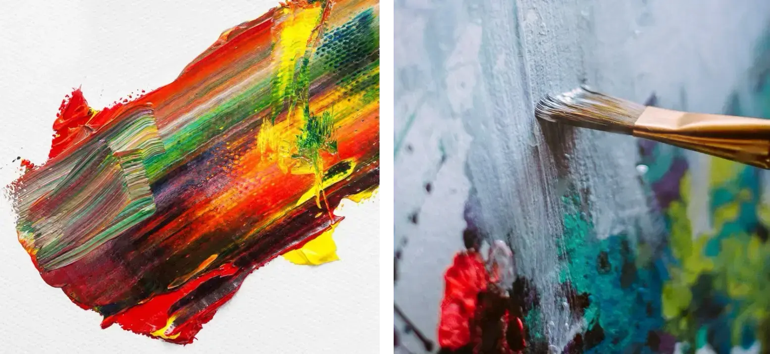 la différence de mélange de couleurs entre l’acrylique et l’huile