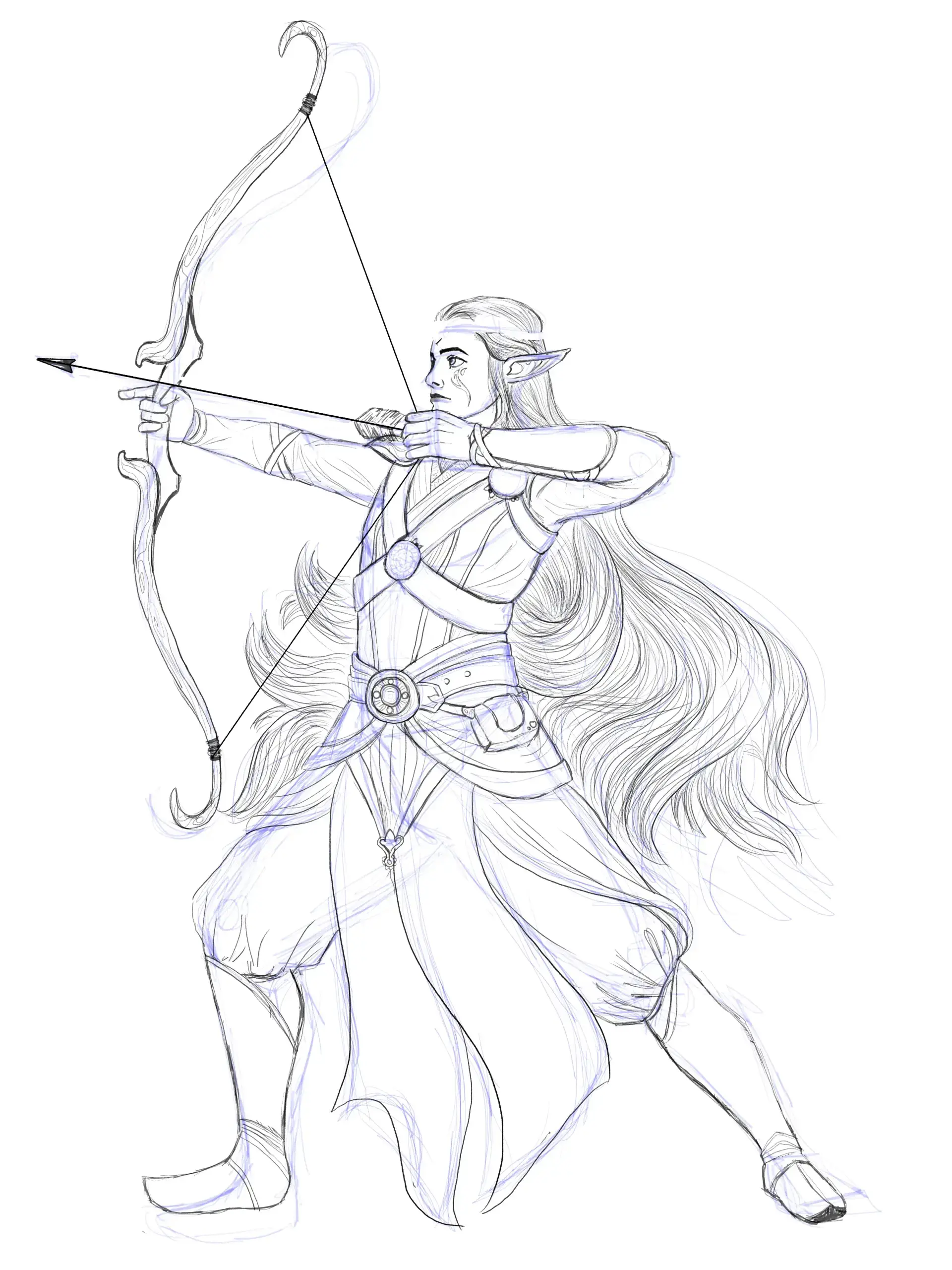 dessiner les détails du costume d’un elfe