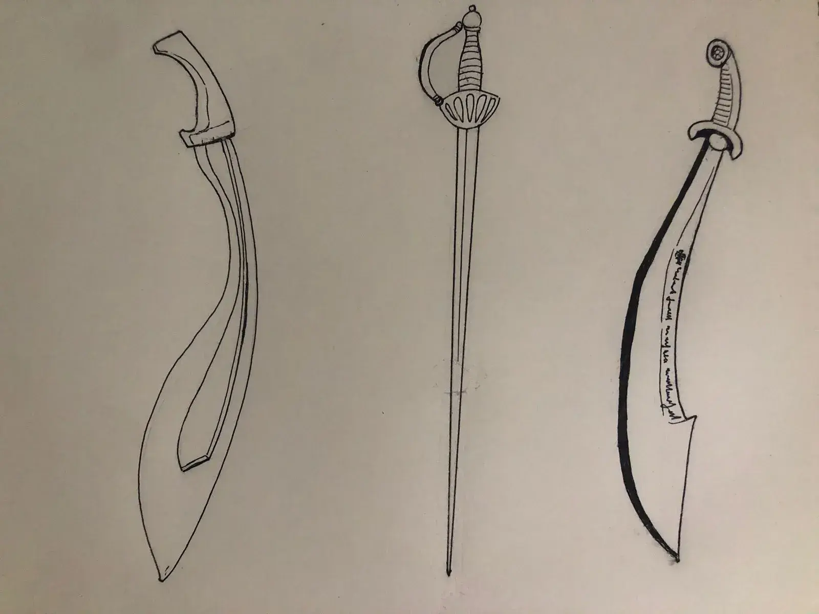 dessiner les détails de plusieurs épées