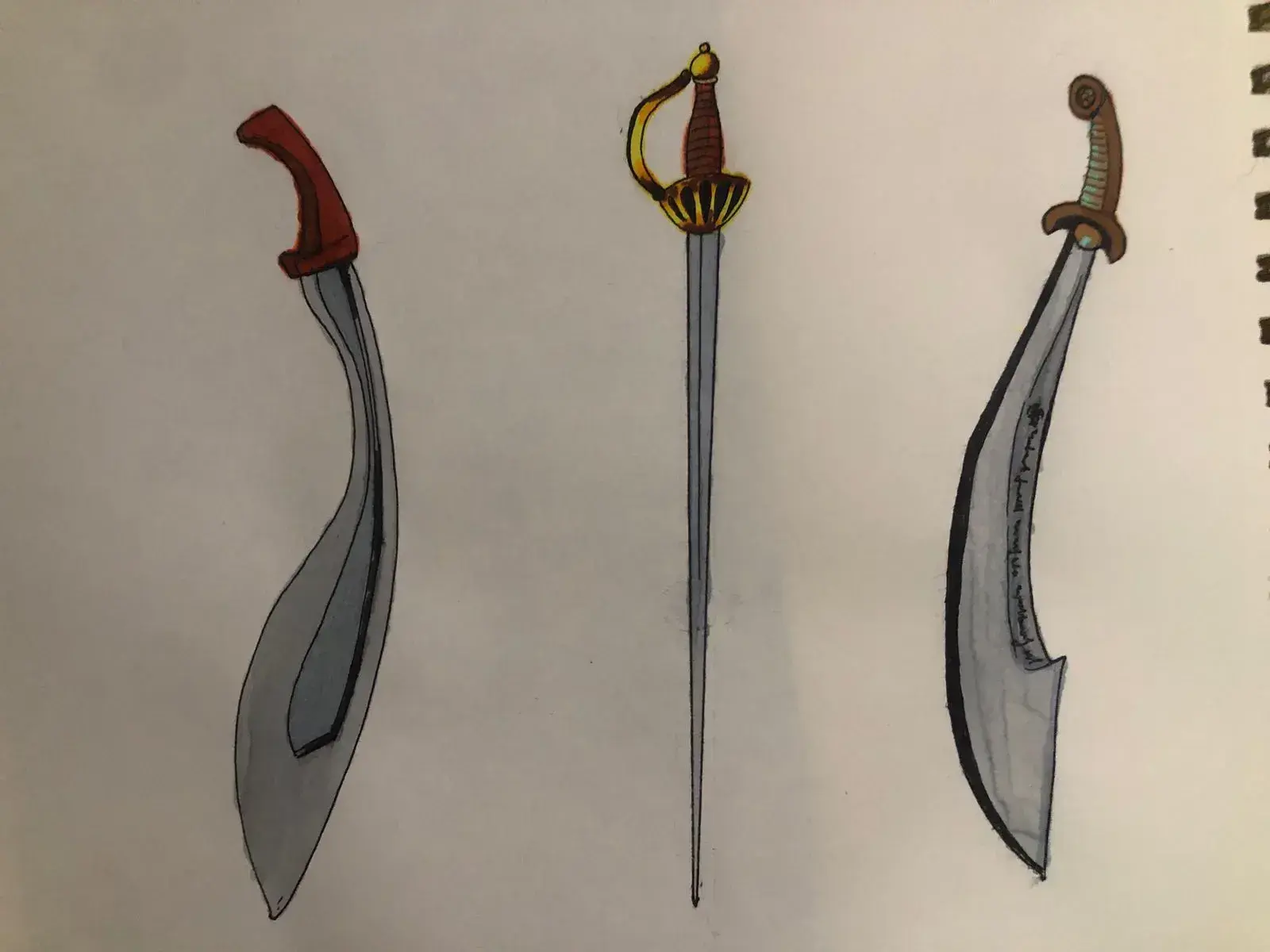 dessiner différentes épées