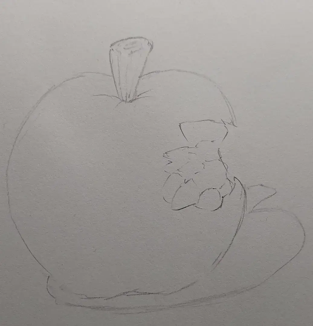 dessiner la base d’une pomme avec la technique de l’estompage
