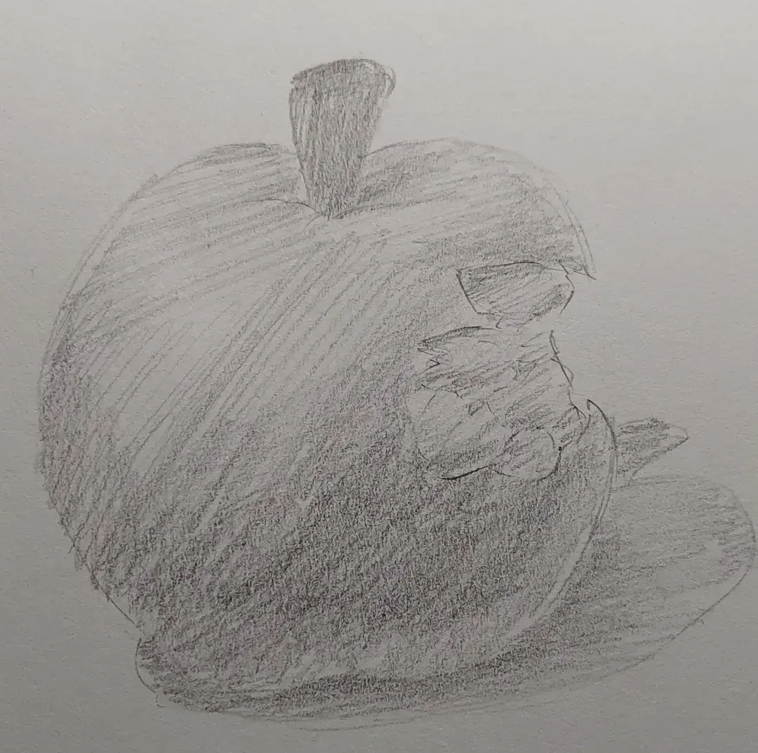 dessiner les dégradés d’une pomme avec la technique de l’estompage