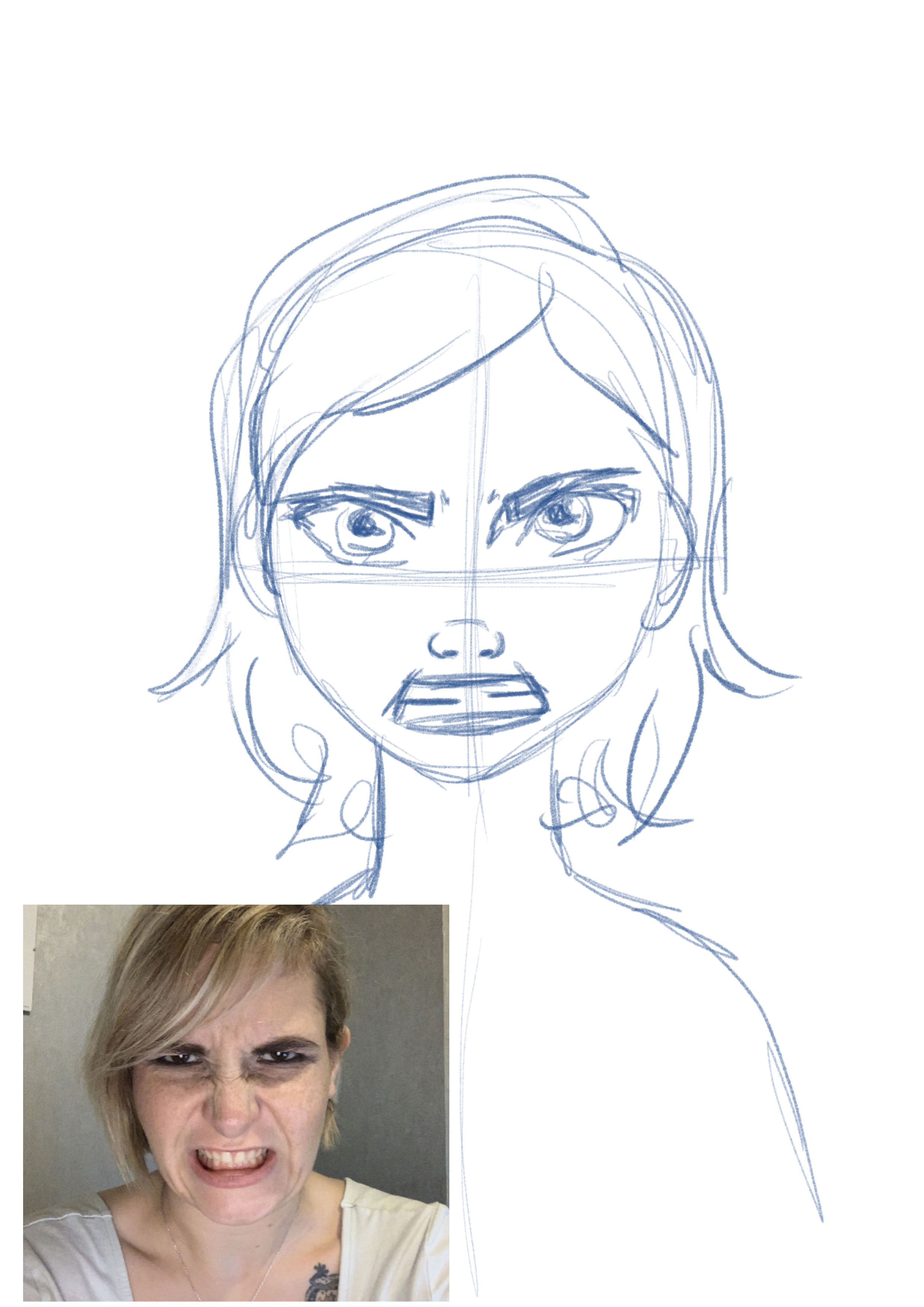 sketch of the expression of anger
