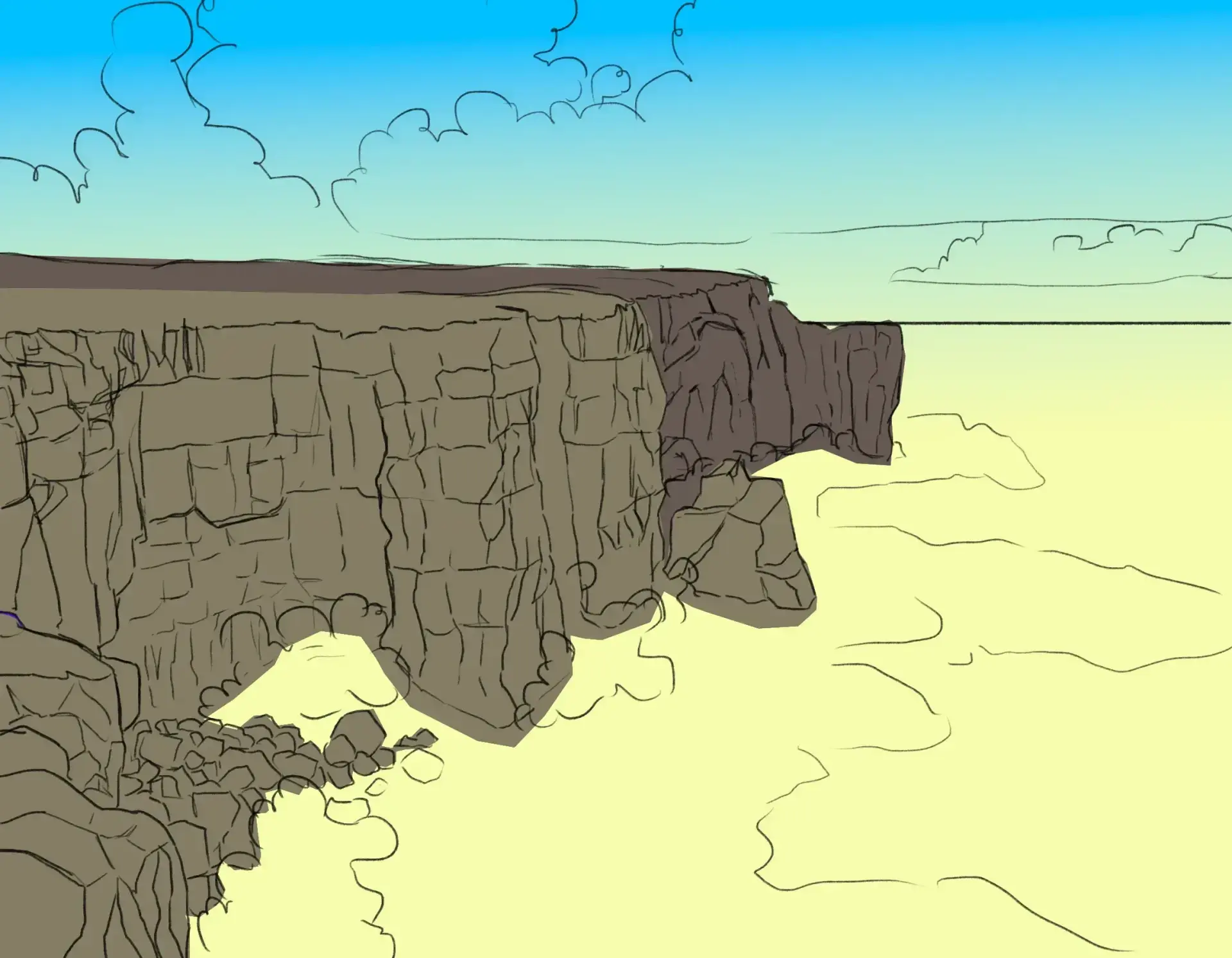 dibujar los colores de un acantilado