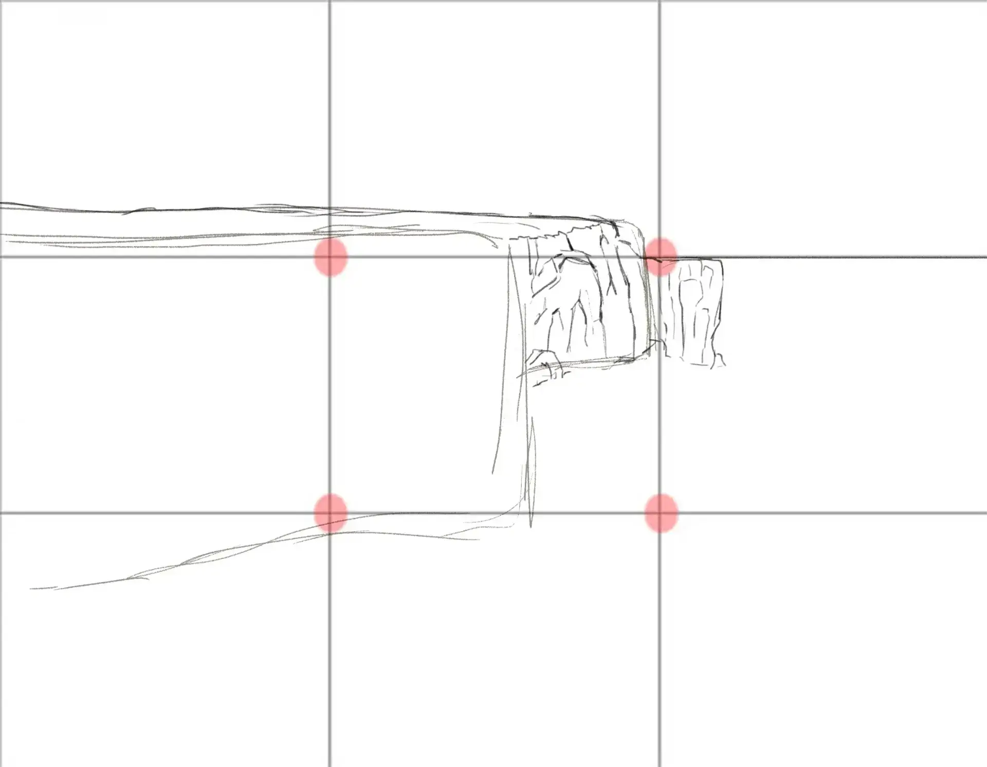 dibujar el boceto de un acantilado