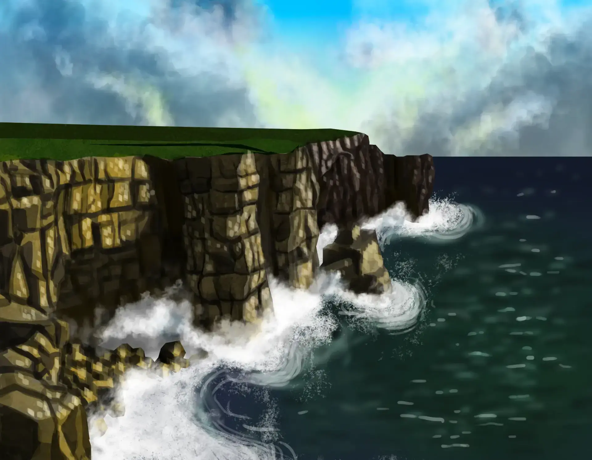Klippe am Meer zeichnen – Schritt-für-Schritt Landschafts-Tutorial