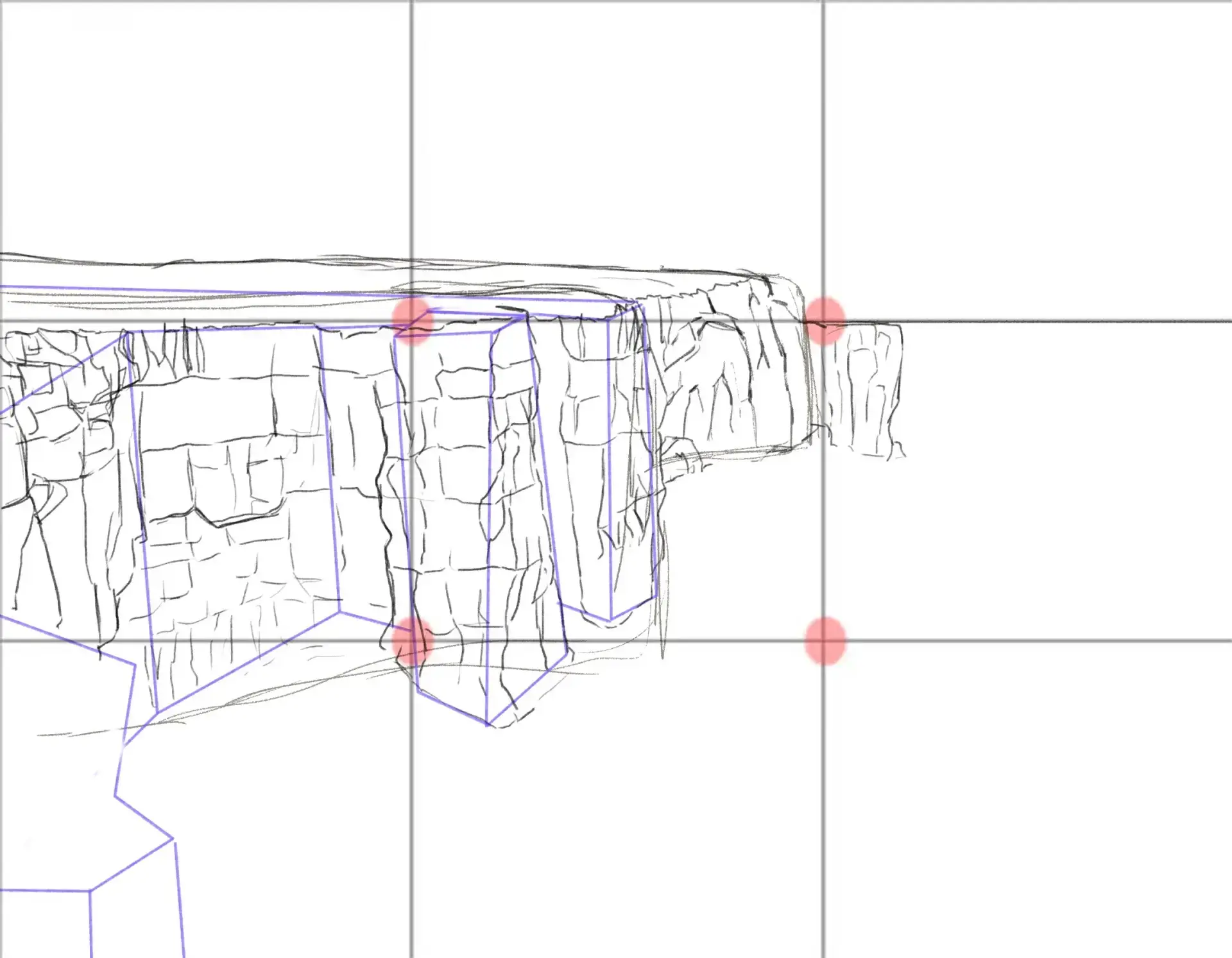 dibujar el primer plano de un acantilado