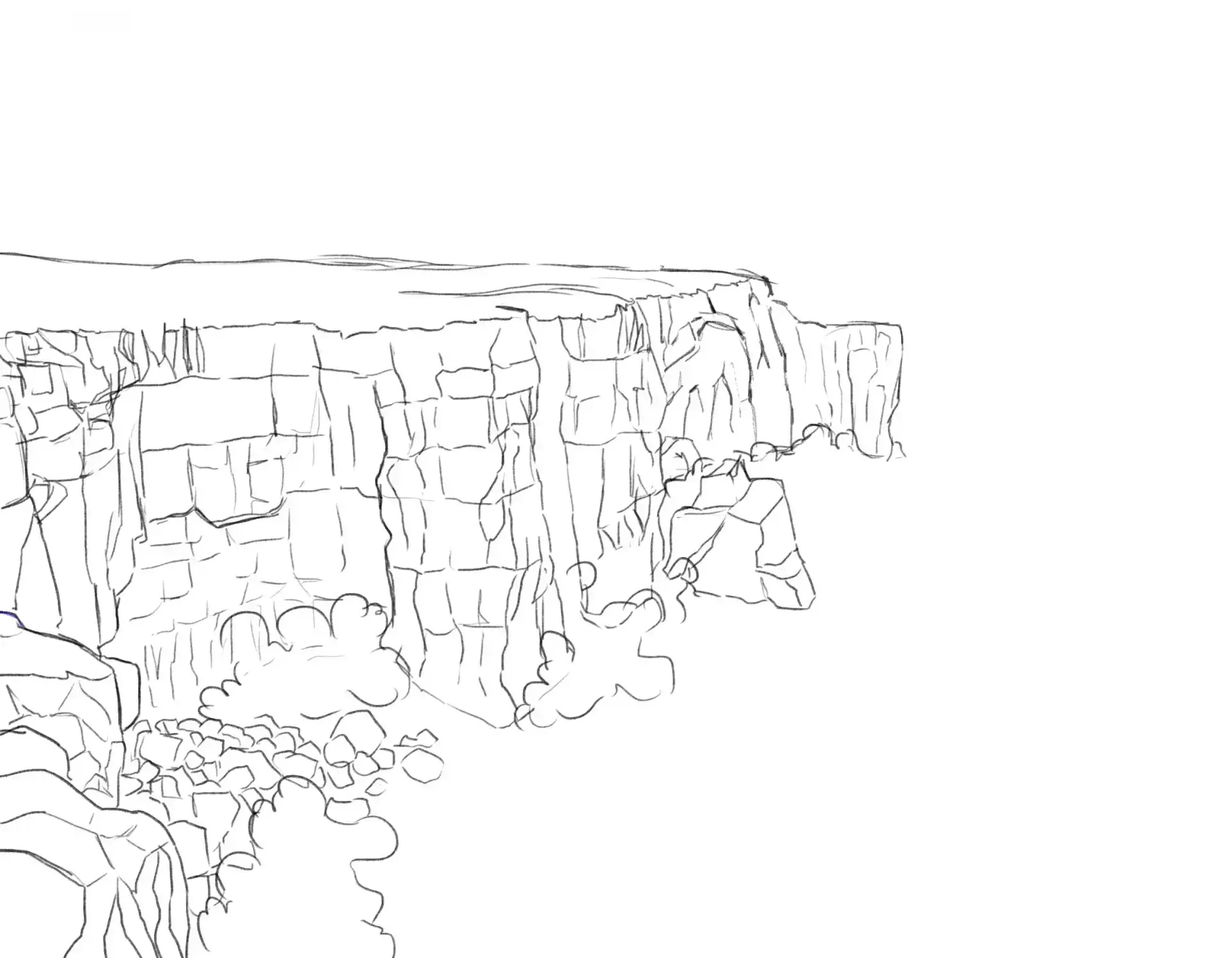 dibujar las rocas de un acantilado