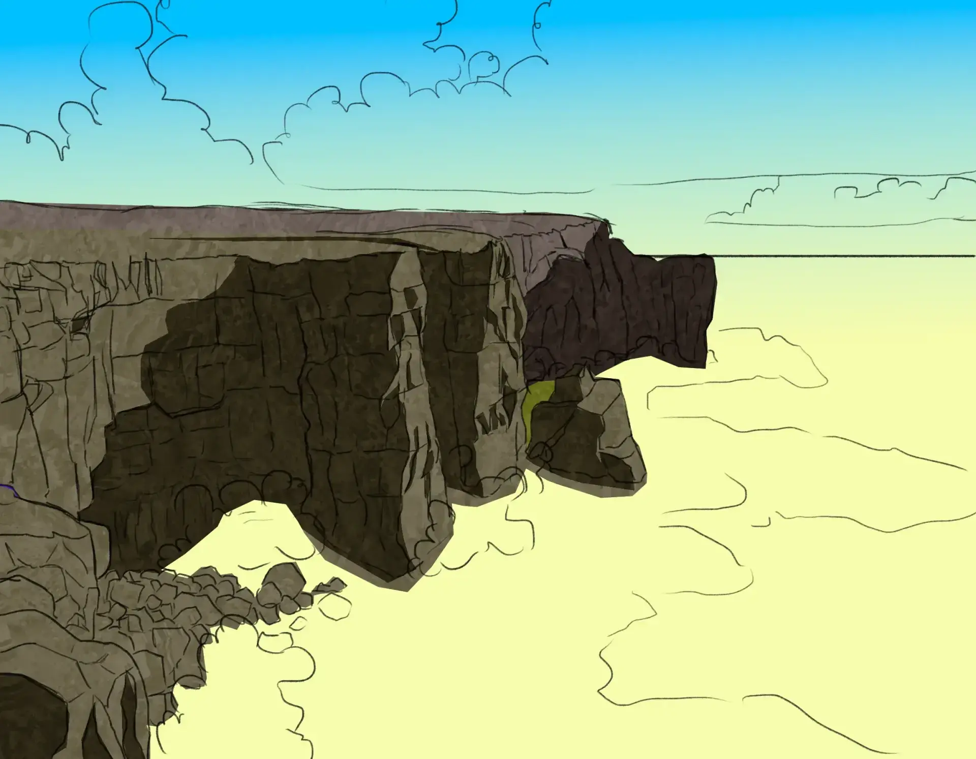 dibujar la textura de un acantilado
