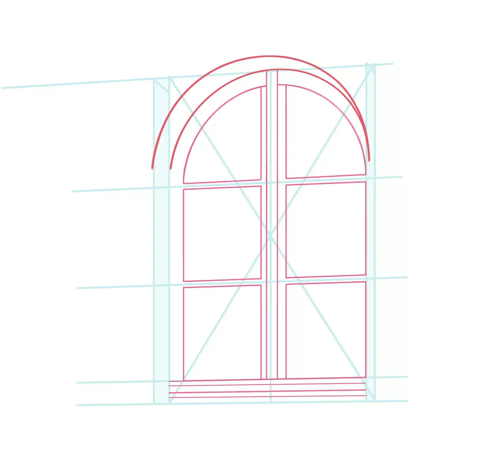 drawing of a window arch