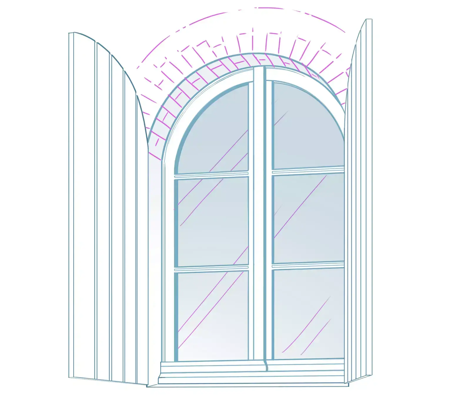 drawing of a window's reflections