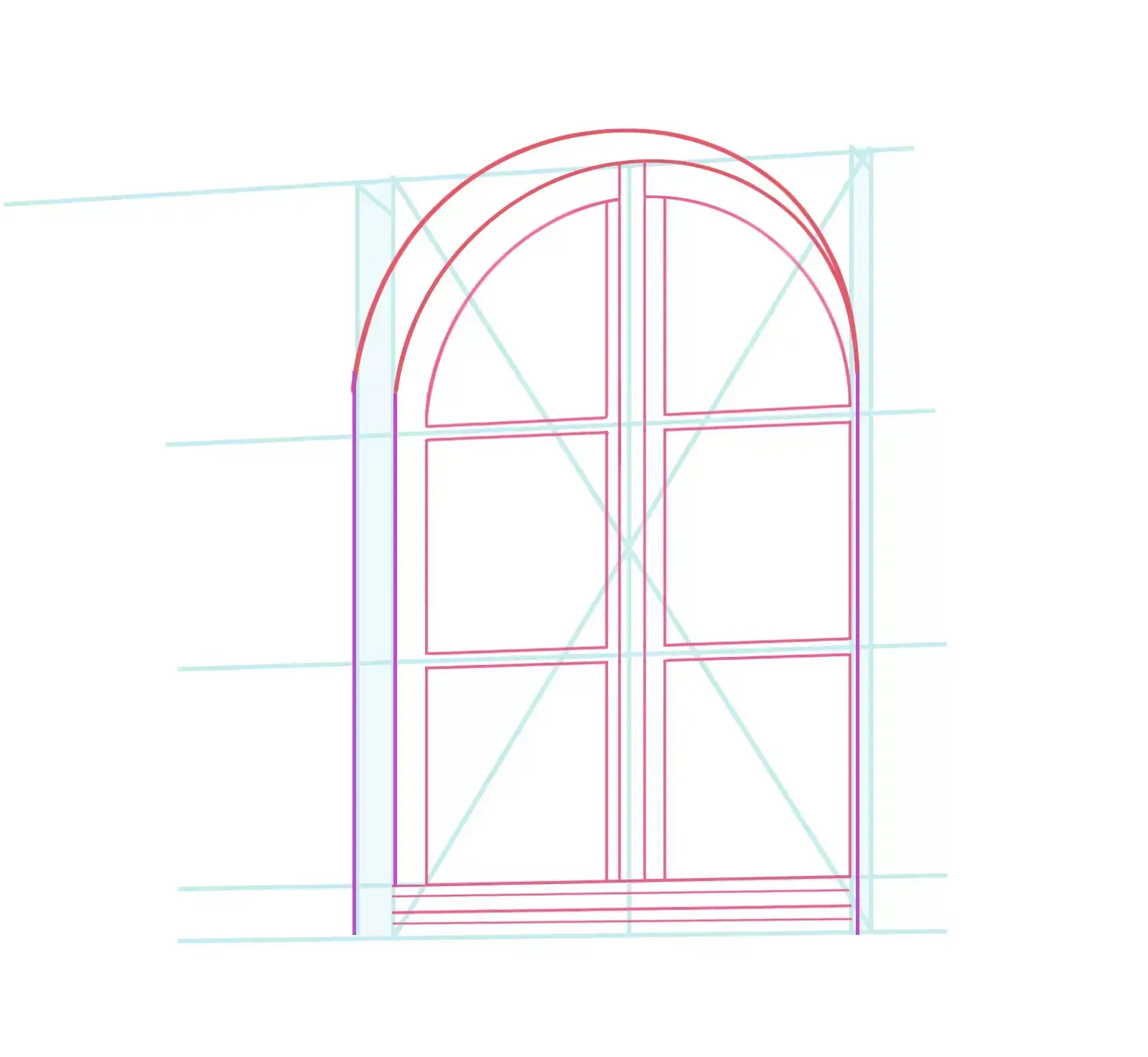 drawing of the opening of a window wall