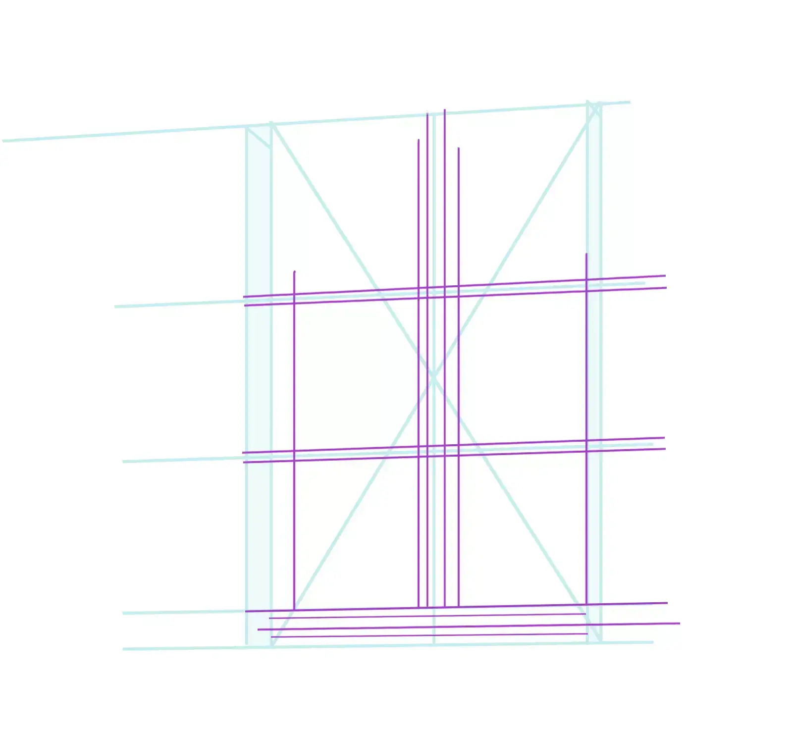 erasing the construction lines of the window 
