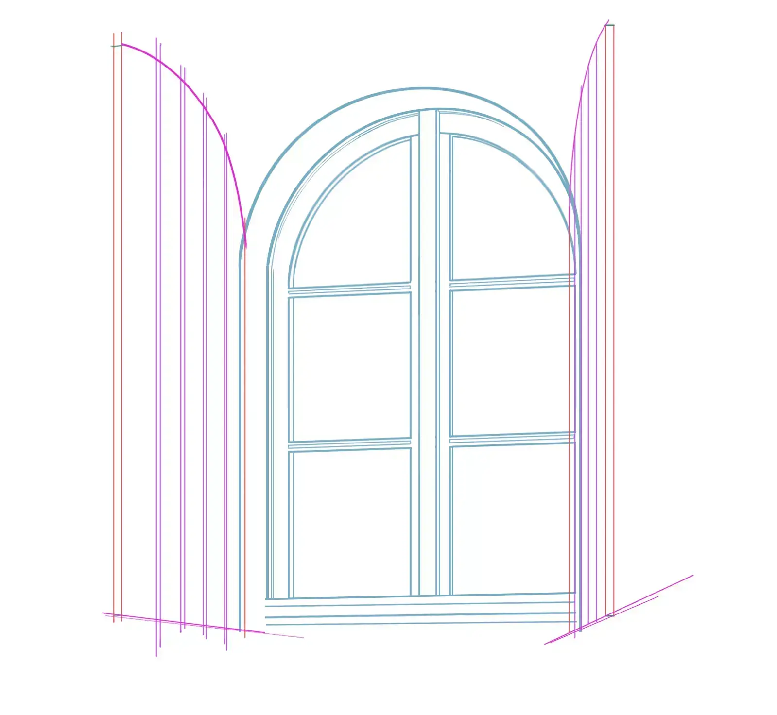 wooden window shutters drawing