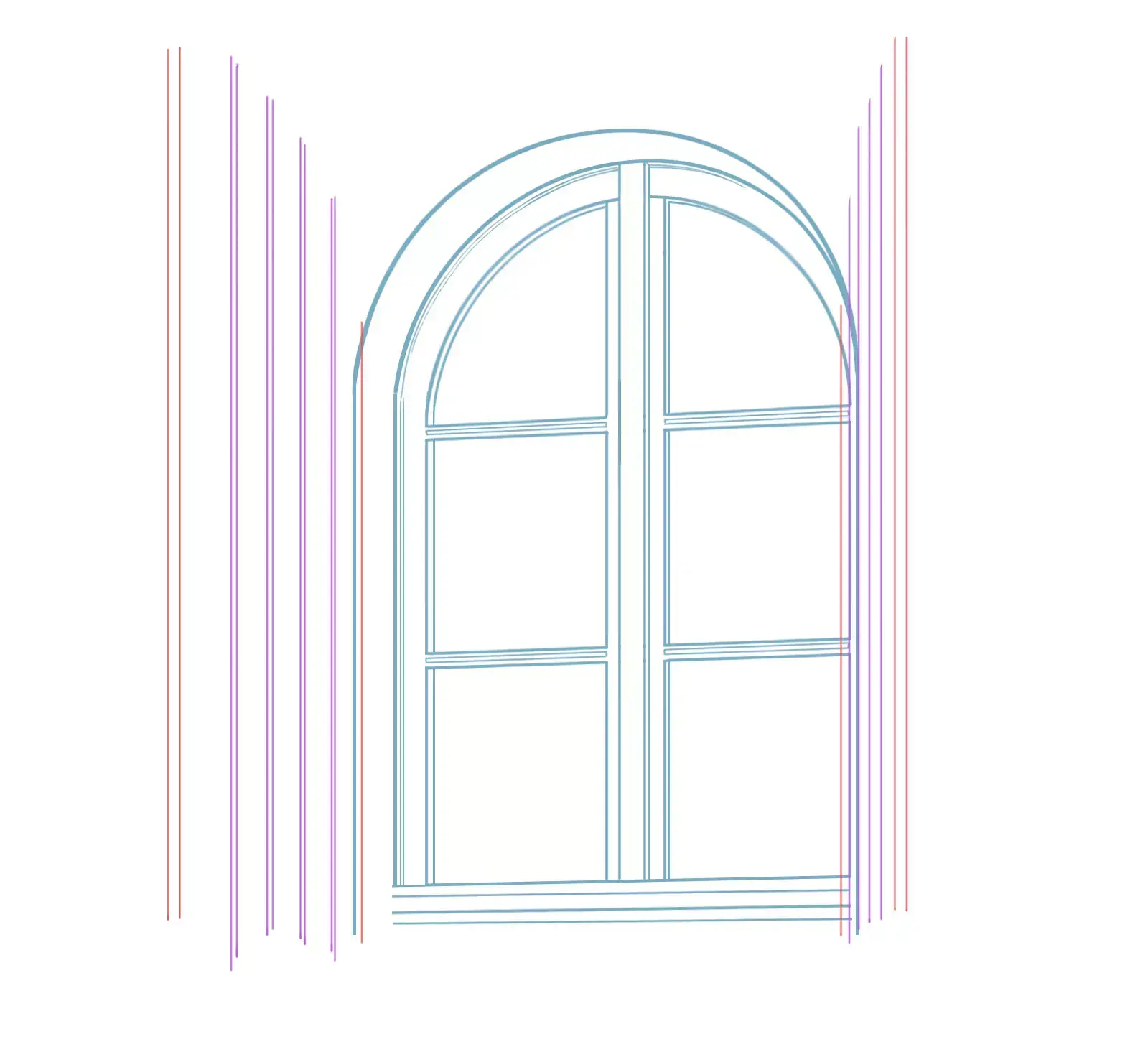 drawing of a window's shutters