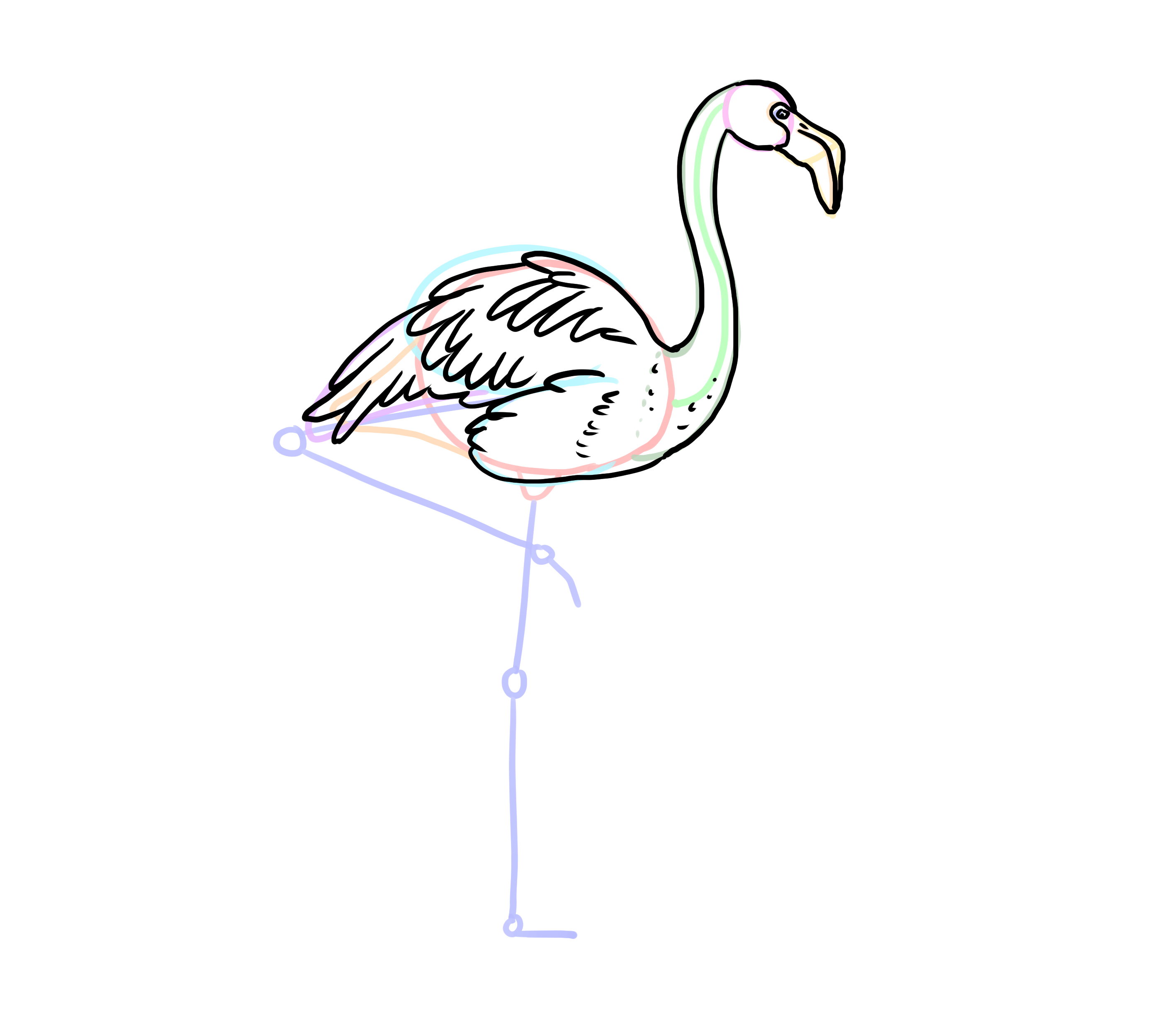 dibujo de las alas del flamenco rosa