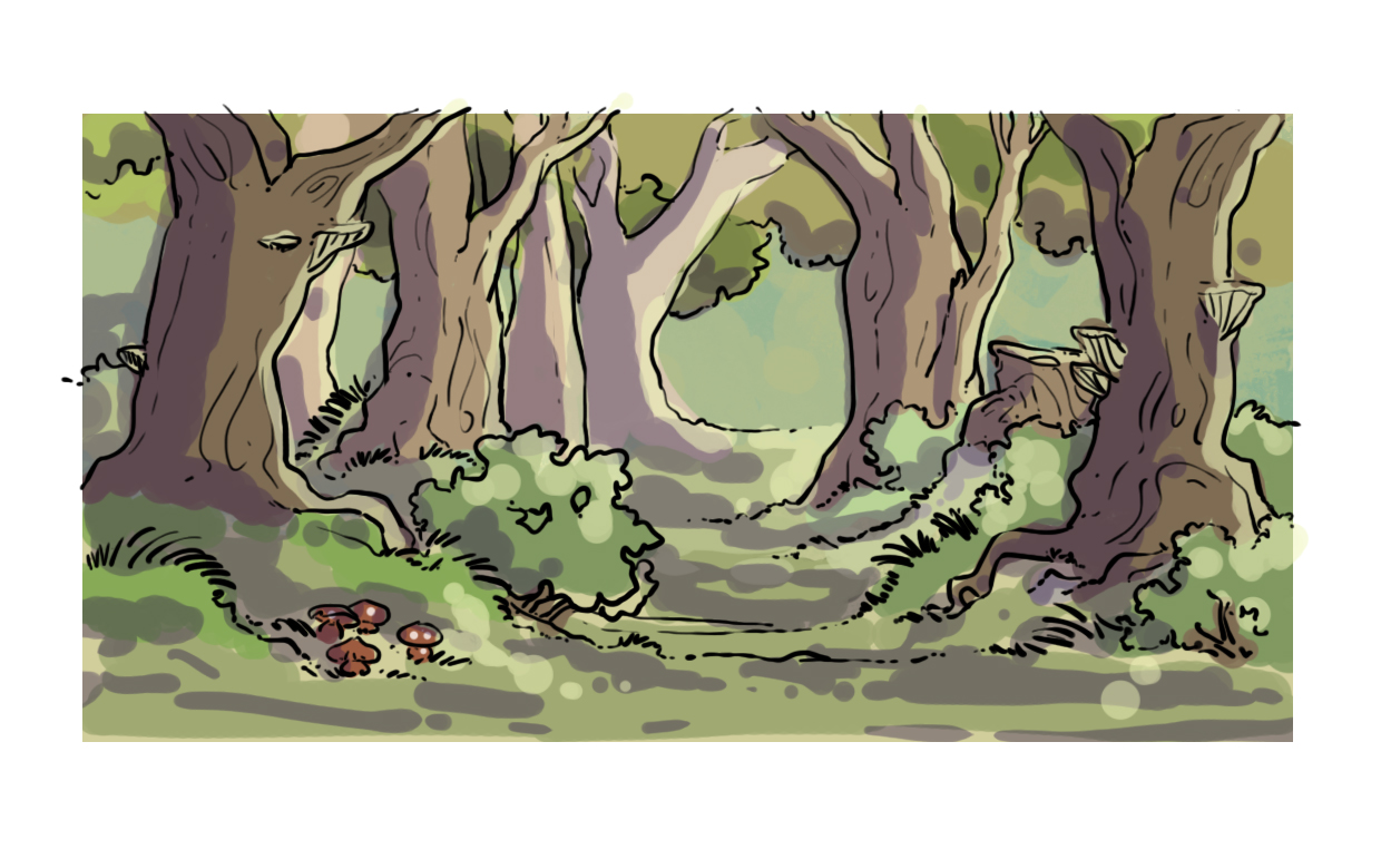 appliquer la lumière aux arbres et au sol de la forêt
