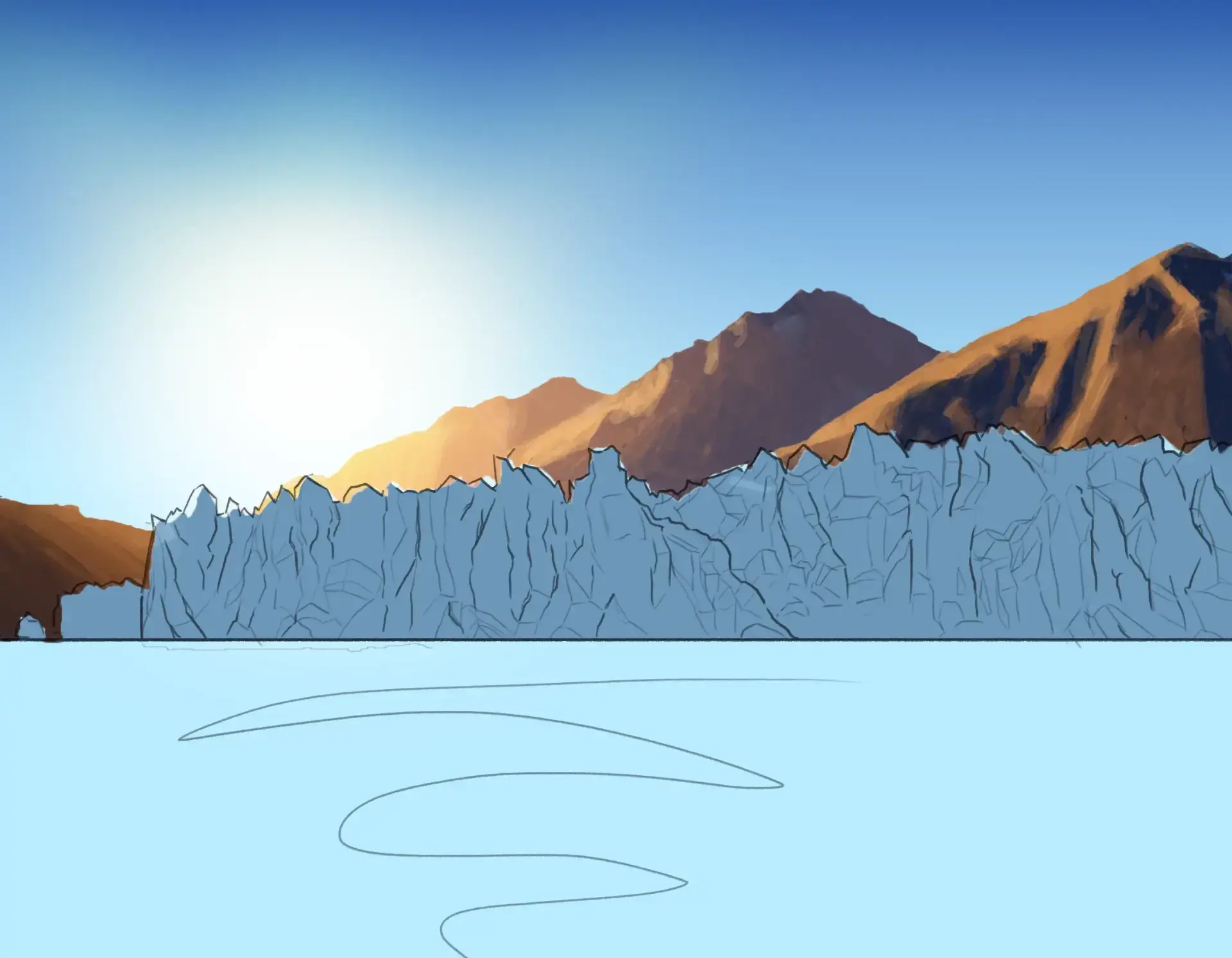 dessiner la lumière d’un glacier