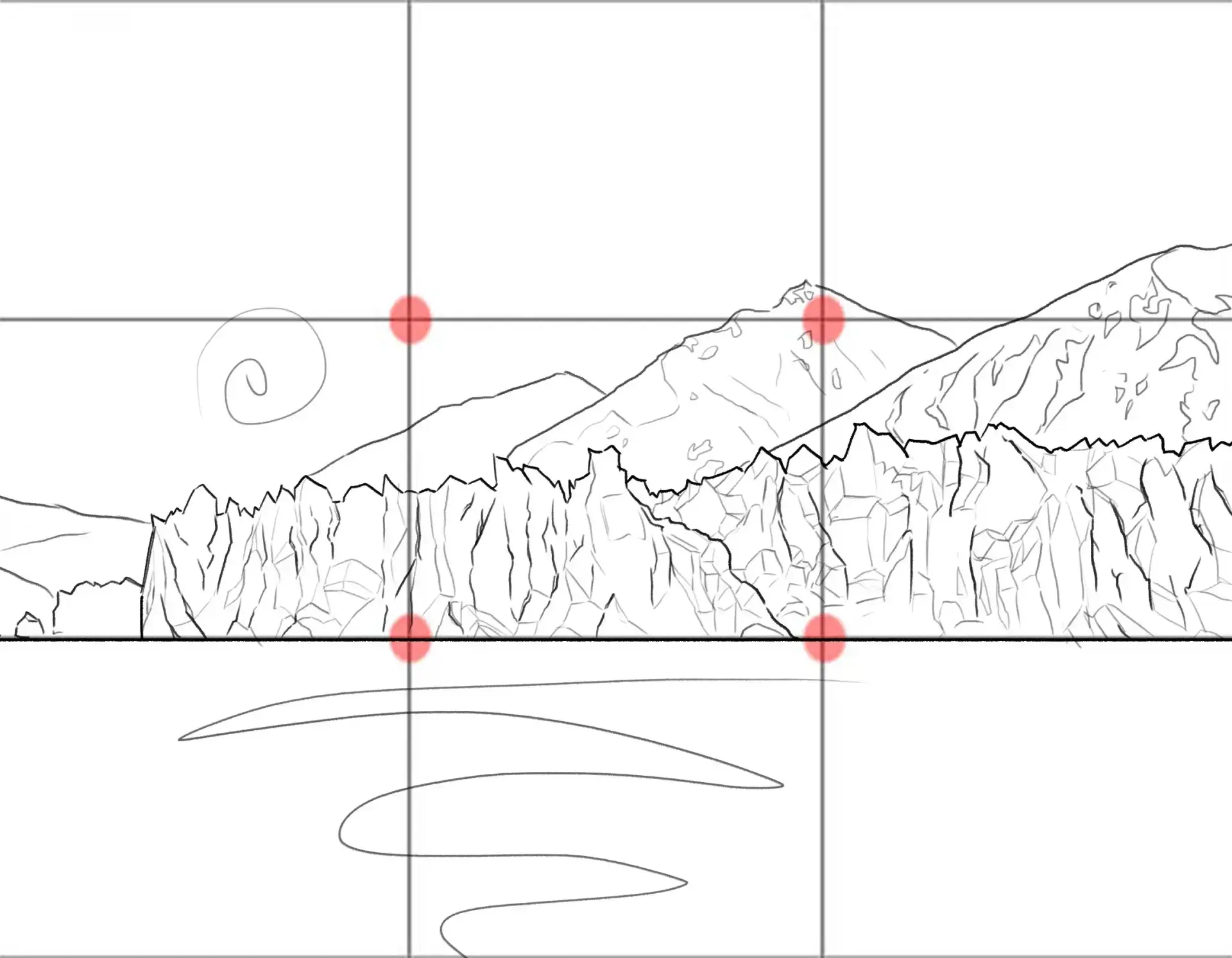 dessiner les montagnes d’un glacier