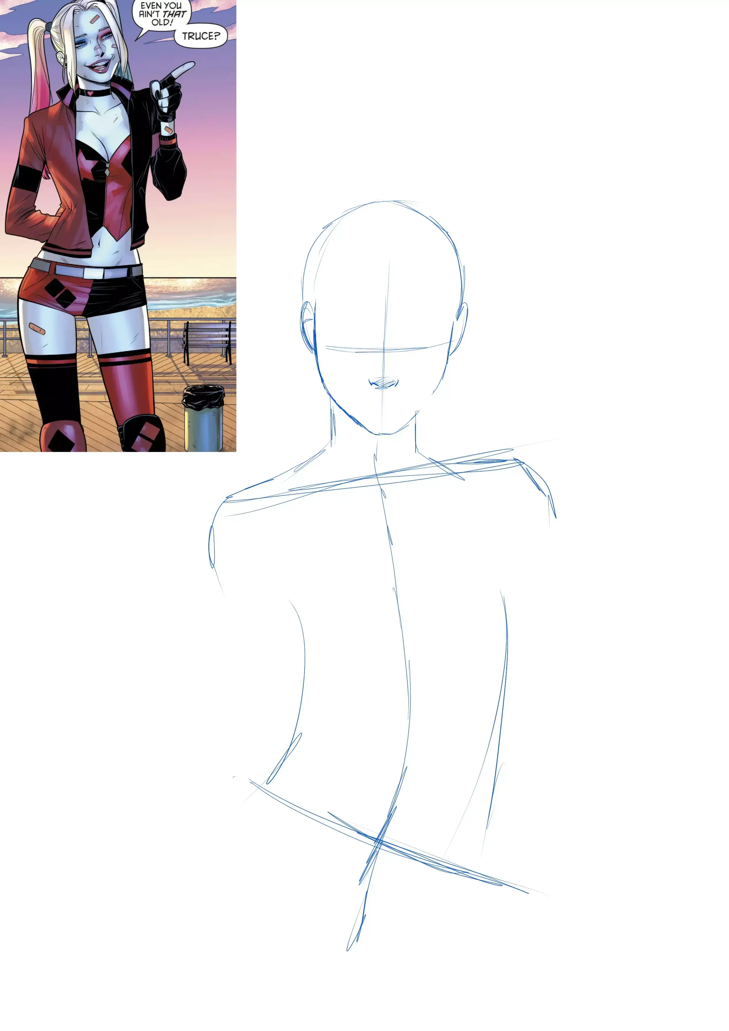 boceto del cuerpo de Harley Quinn