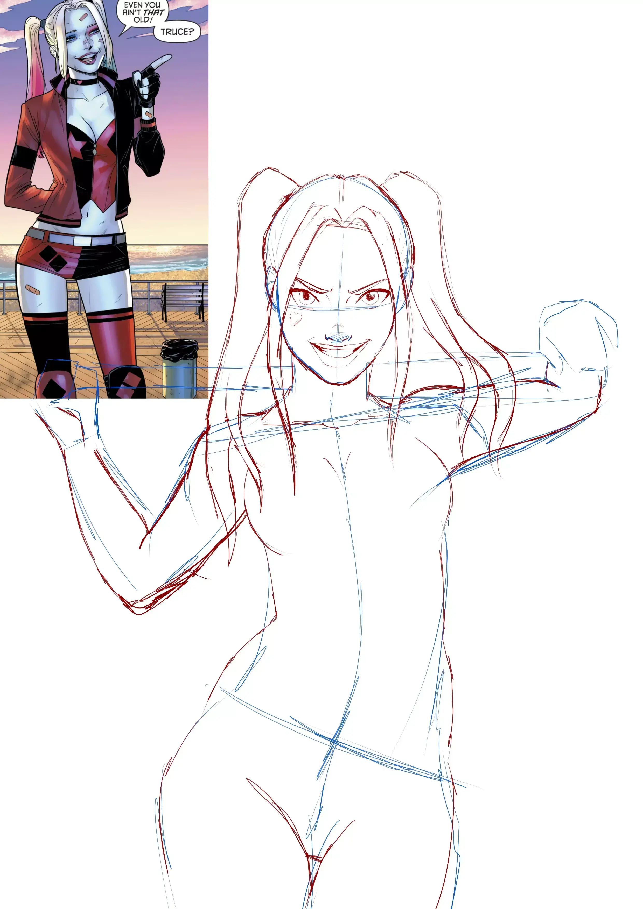 dibujo del cabello de Harley Quinn
