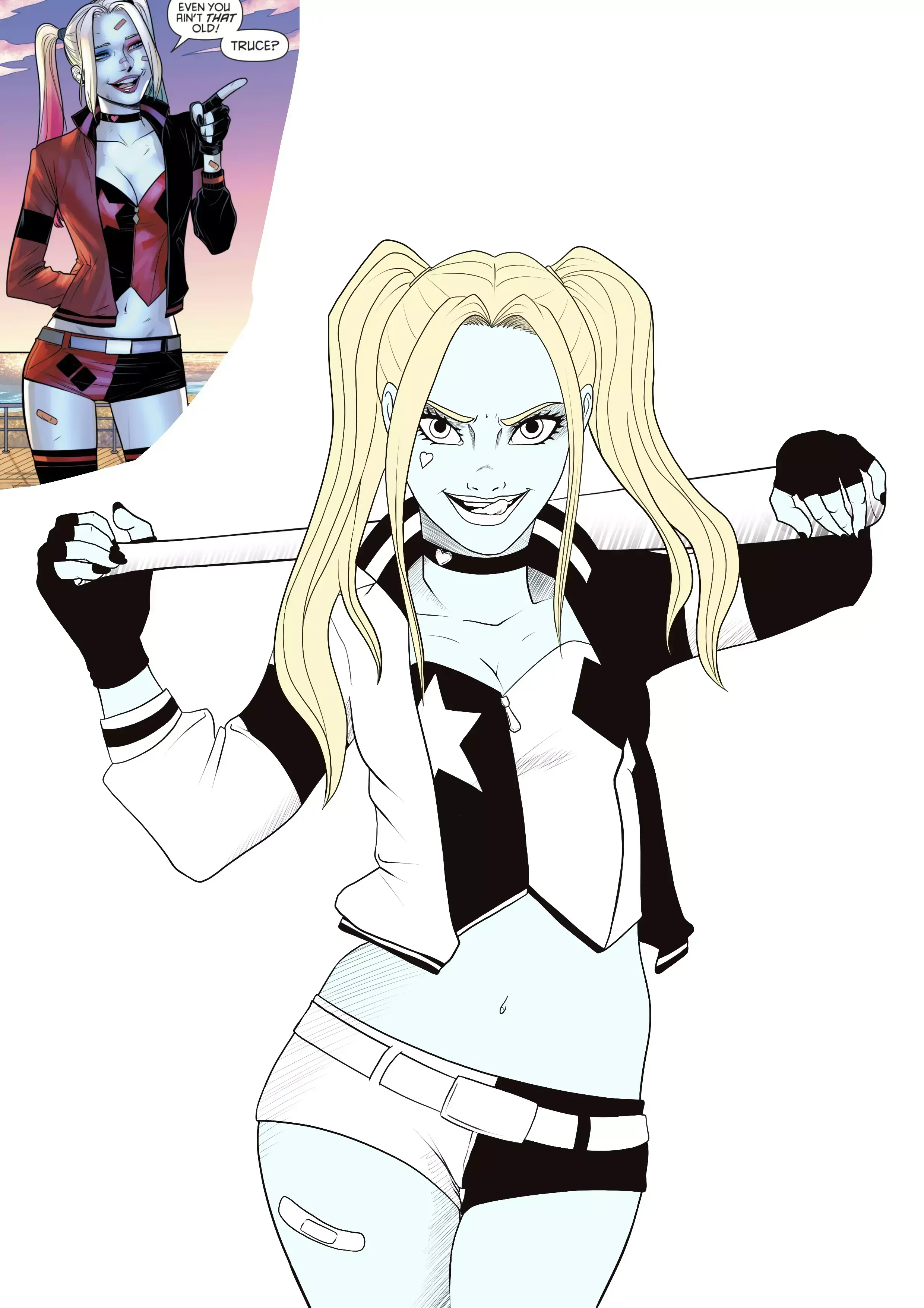 dibujo en color de la piel de Harley Quinn
