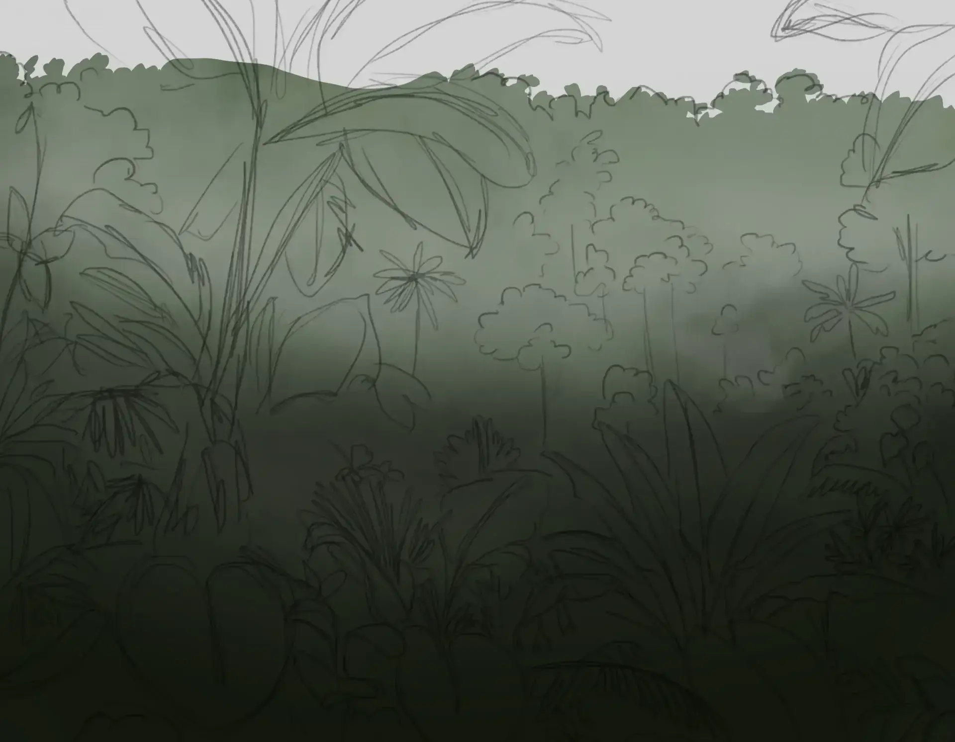 dessiner la brume de la jungle