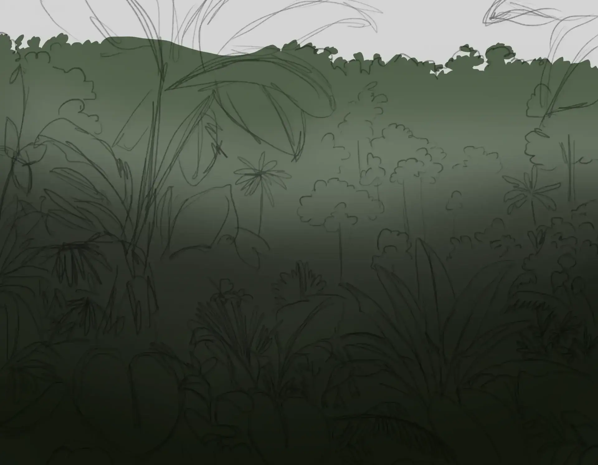 dessiner la profondeur de la jungle