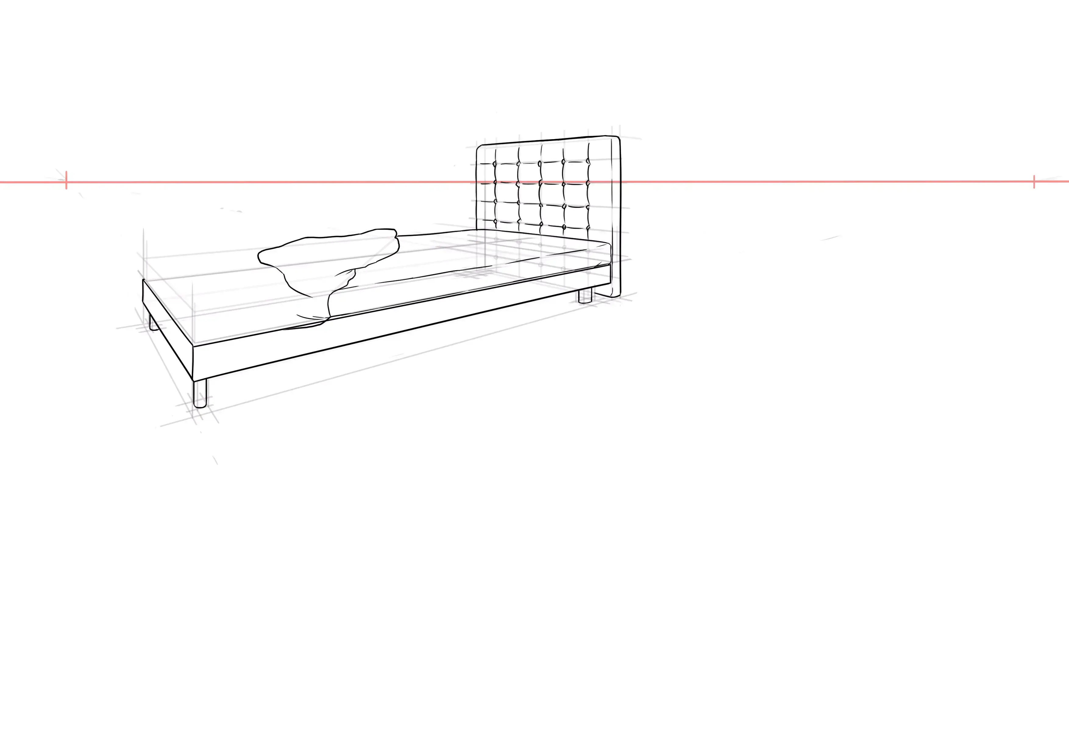 dessin de la couette du lit